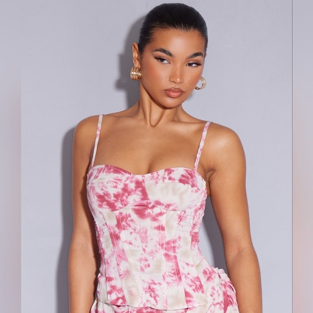 PrettyLittleThing NWT Pretty Little Thing Fuchsia Tie Dye Structured Corset Size M / US 6-8 / IT 42-44 - 1 Thumbnail