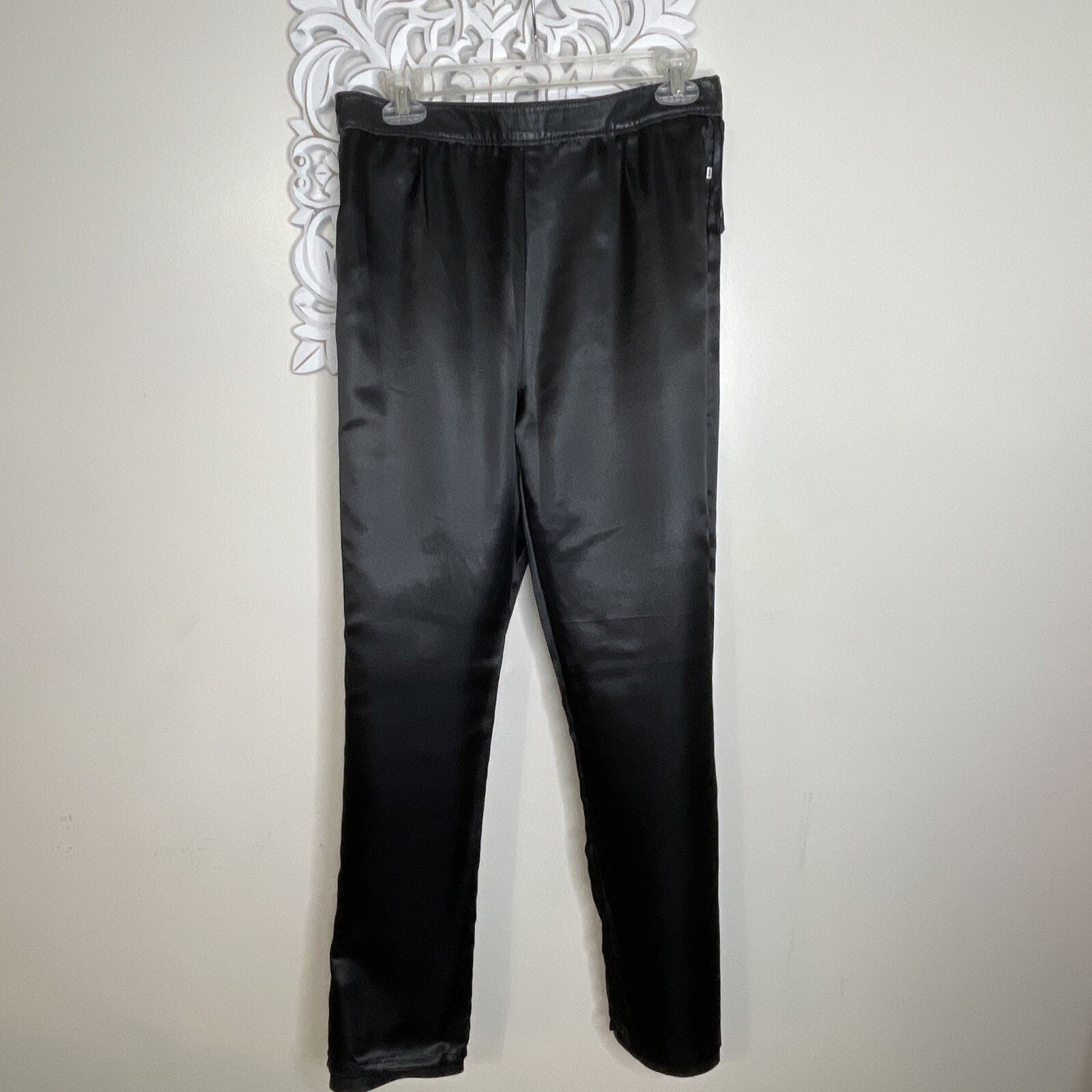 Other CLIO Leather Pants 8 Side Zip & Button Polyester Lined BLACK Size 30" / US 8 / IT 44 - 14 Thumbnail