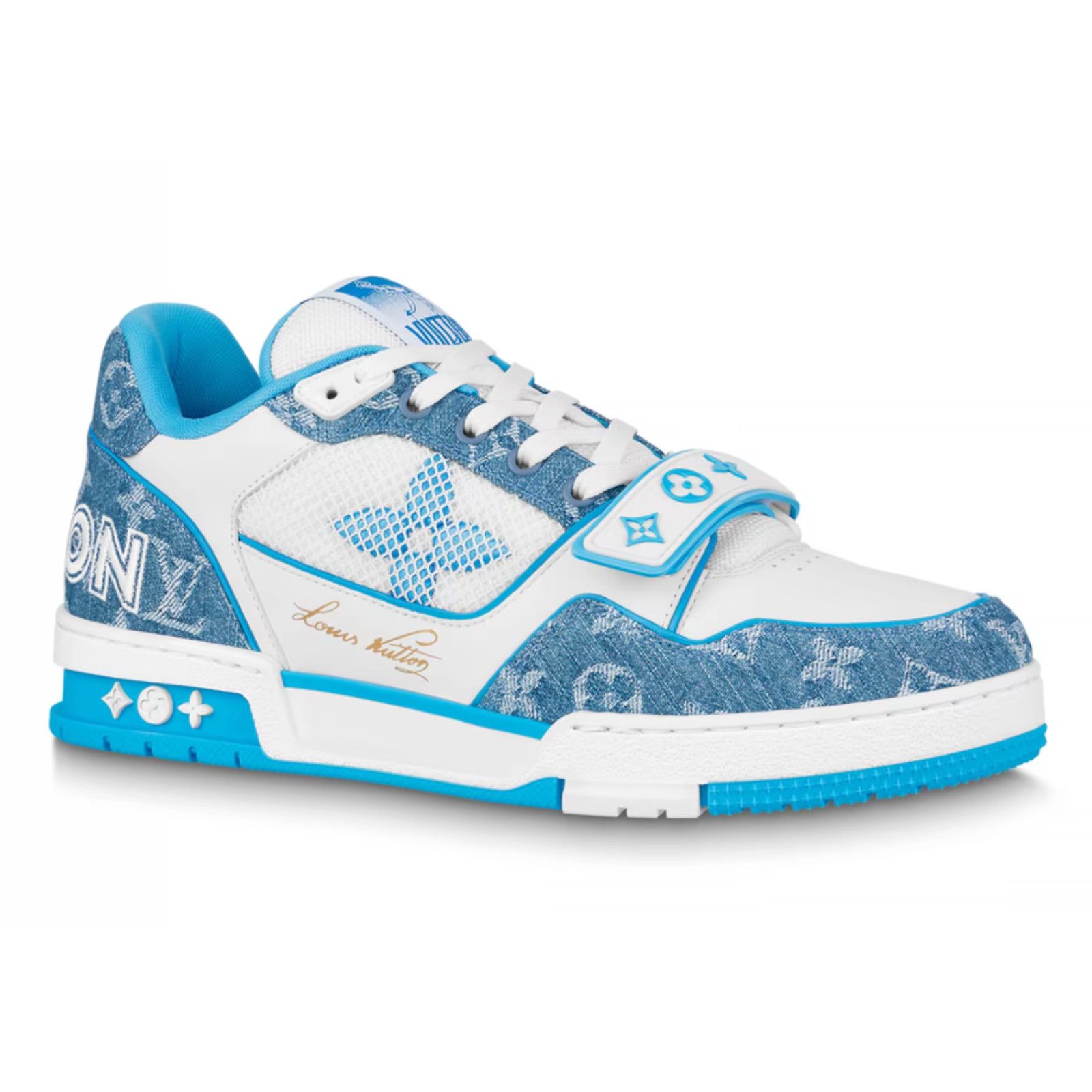 Louis Vuitton Louis Vuitton Denim Blue Monogram White LV Low Top Size US 10 / EU 43 - 1 Thumbnail