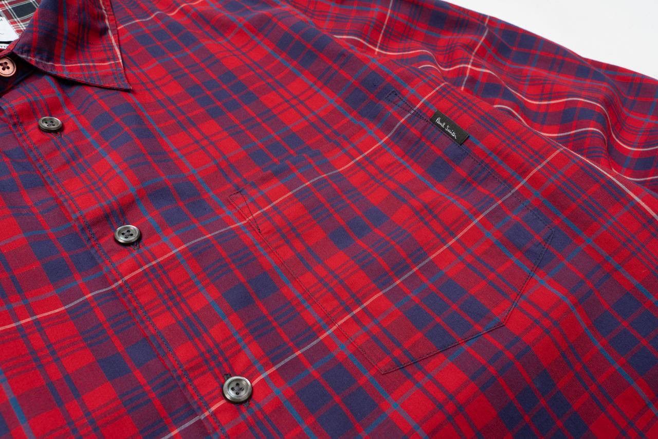 Paul Smith 🔵 PS PAUL SMITH Tailored Fit Checked Red Plaid Shirt Size US M / EU 48-50 / 2 - 7 Thumbnail