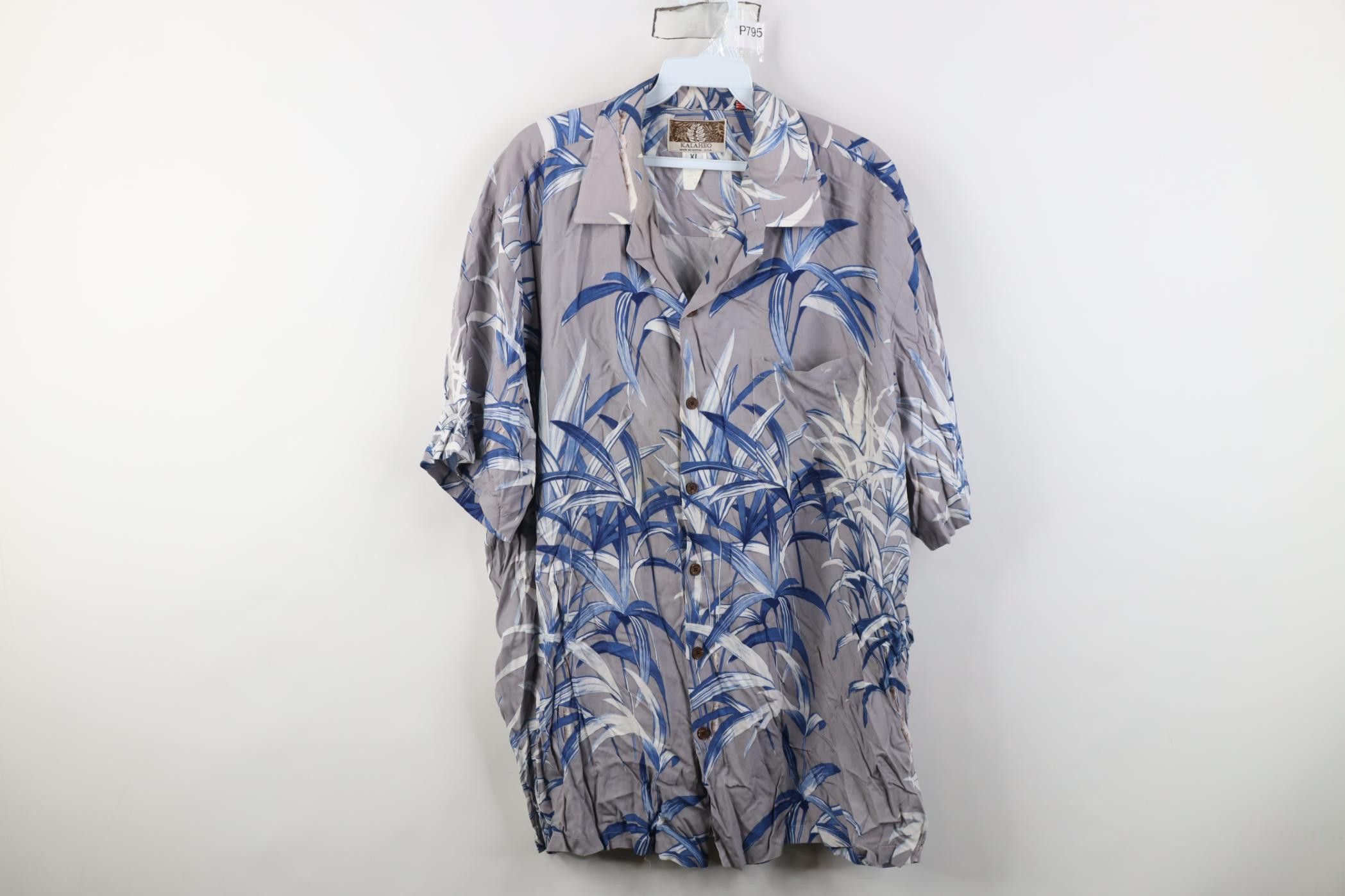 Vintage Vintage 90s Streetwear Bamboo Leaf Hawaiian Button Shirt USA Size US XL / EU 56 / 4 - 1 Thumbnail