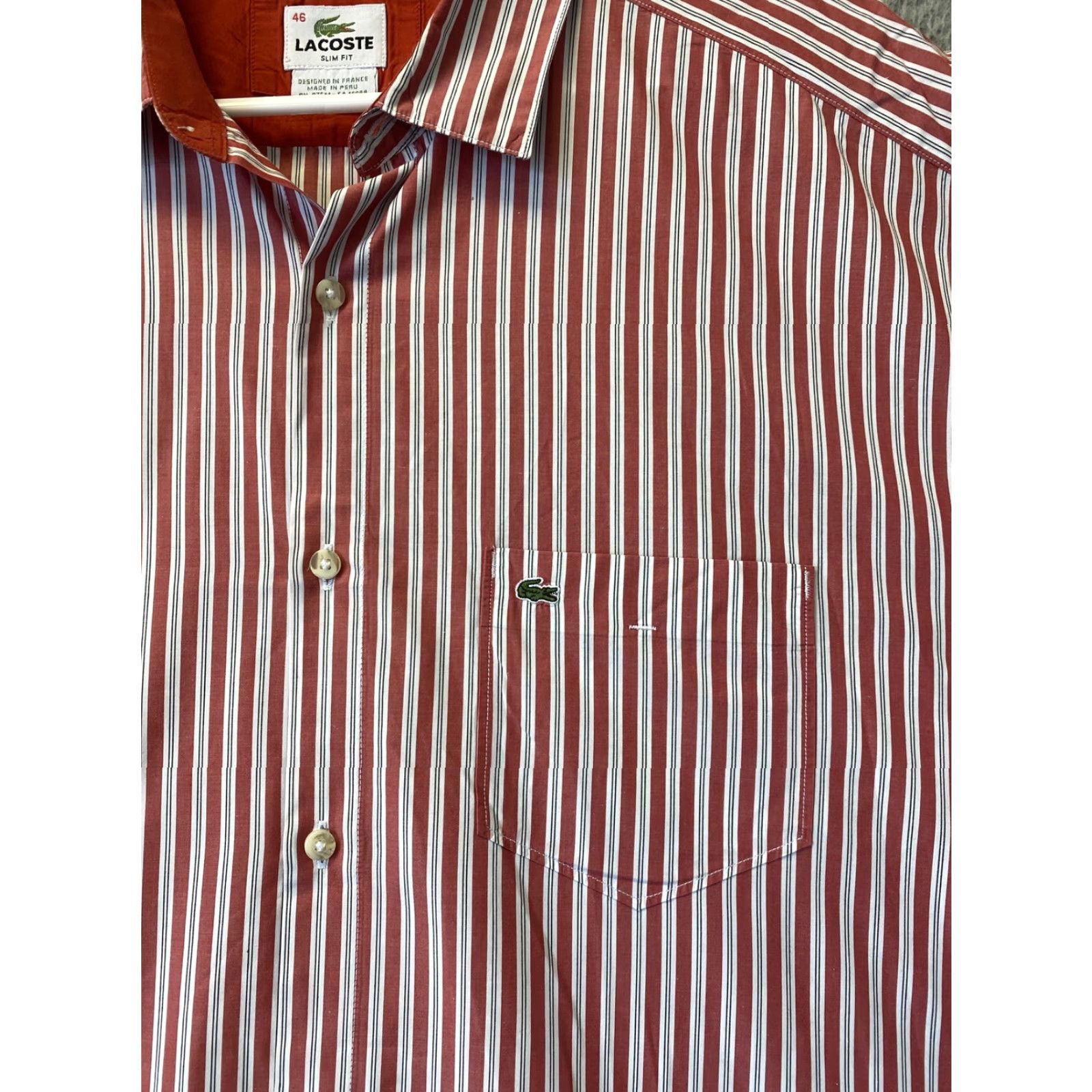 Lacoste Lacoste Dress Shirt Mens XXL Striped Button-Down Casual Slim 46 40-75 Multicolor Size US XXL / EU 58 / 5 - 2 Thumbnail