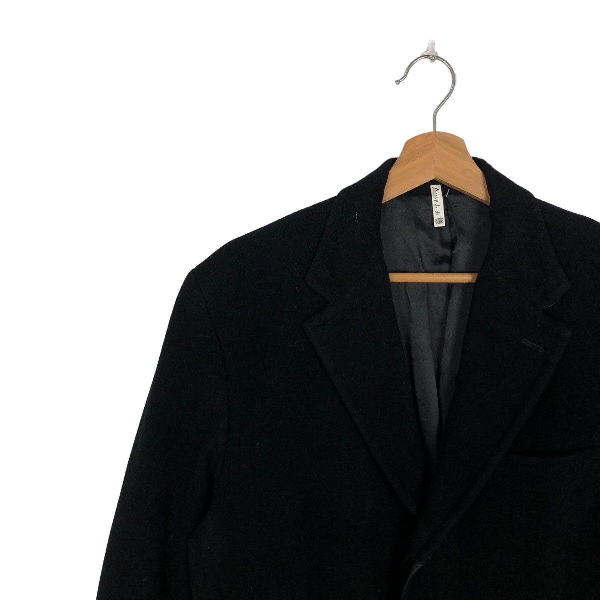 Comme Ca Ism RICH BLACK - HERRINGBONE WOOL DOUBLE BREAST LONG JACKET Size US M / EU 48-50 / 2 - 6 Thumbnail
