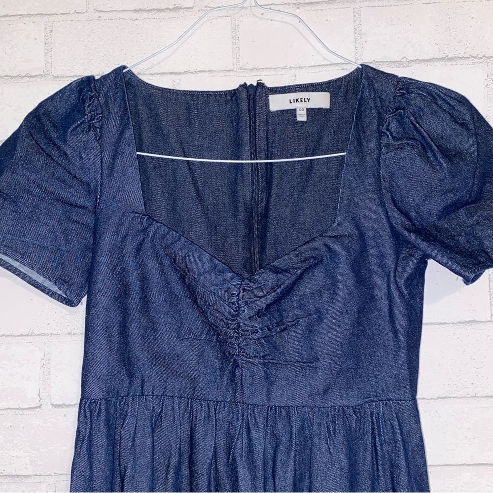 LIKELY Likely x Revolve $248 Lear Puff Sleeve Denim Dress 00 NWOT Size XS / US 0-2 / IT 36-38 - 4 Thumbnail
