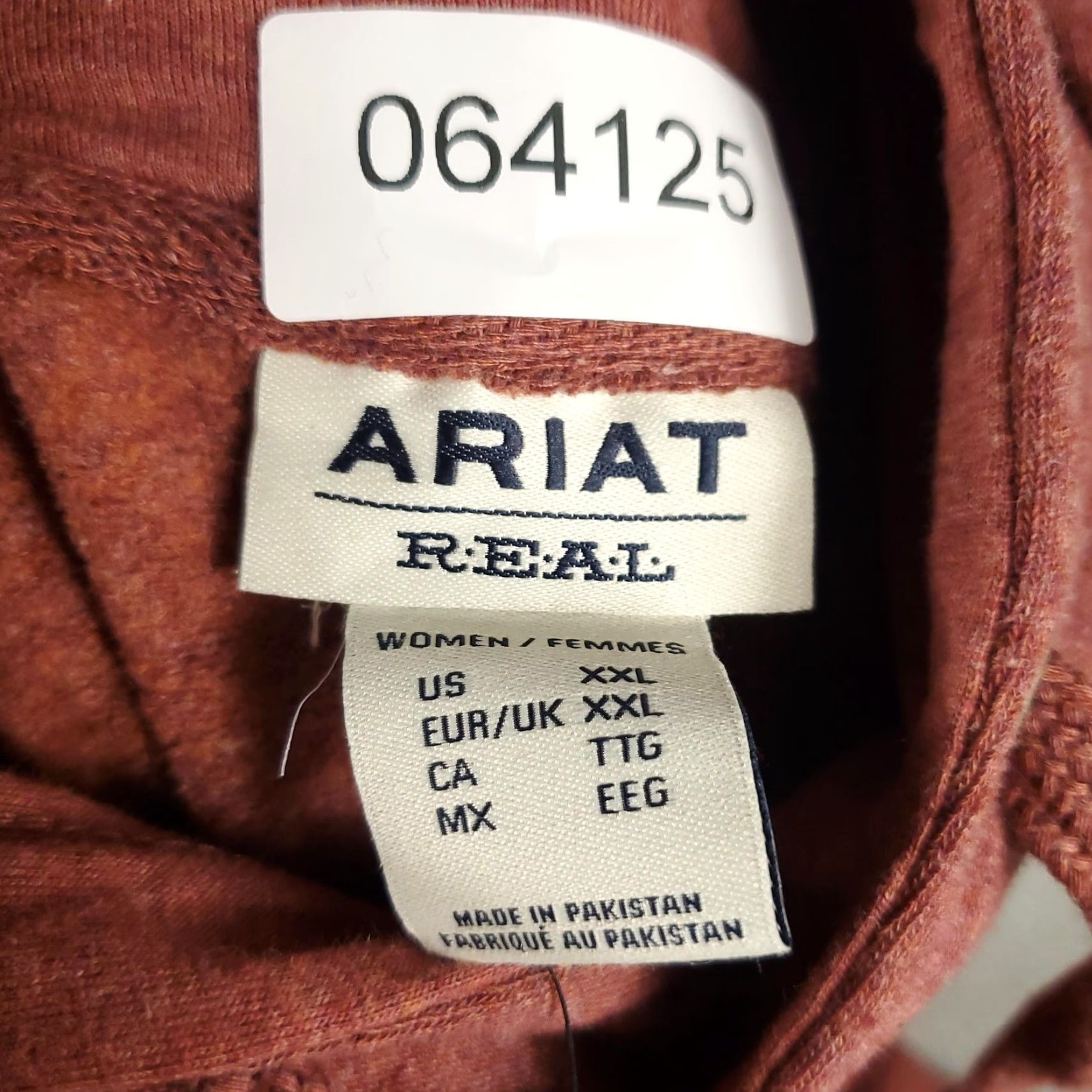 Ariat Ariat Womens Hoodie Pullover Sweatshirt 2XL Red Heather Casual Hooded Pockets Graphic Print Fleece Cotton Polyester USA Western Logo Womens Size XXL / US 16-18 / IT 52-54 - 7 Thumbnail