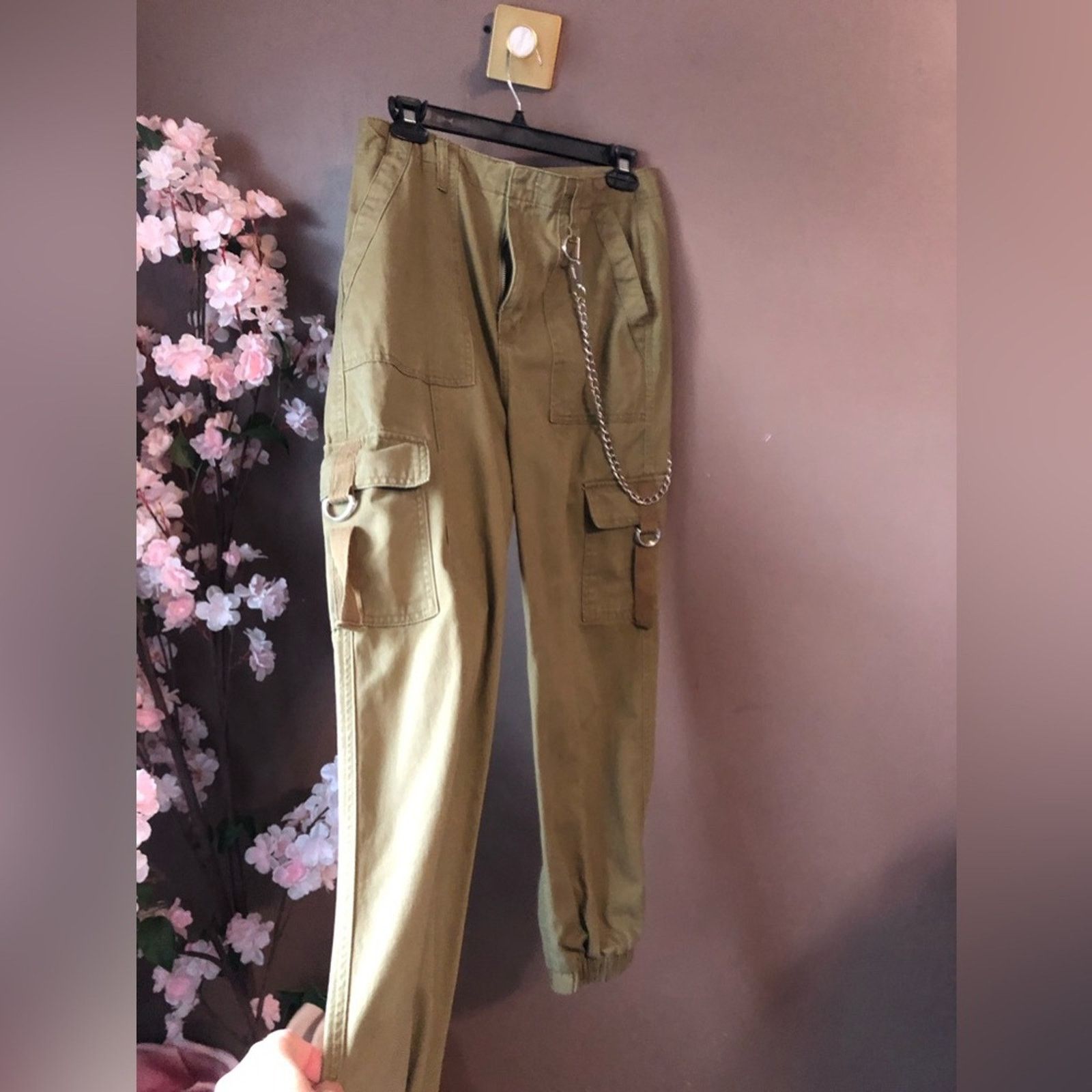 NBDN Nobrandedon Cargo pants bottoms with side hanging metal chain attached Size 26" / US 2 / IT 38 - 3 Thumbnail