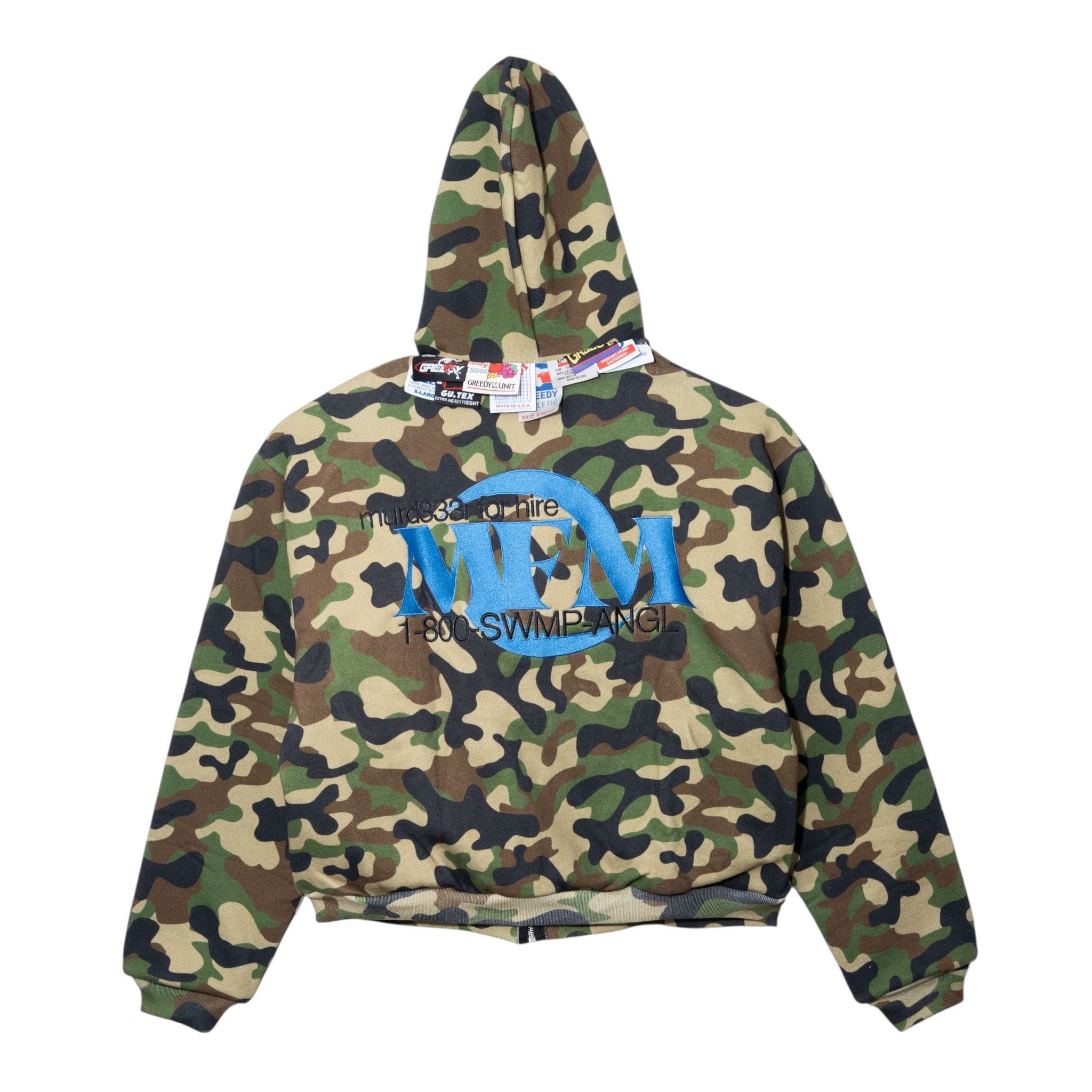 murd333r.fm x Greedy Unit Double Layer Hooded Sweatshirt Green Camo Mul Size US M / EU 48-50 / 2 - 1 Thumbnail