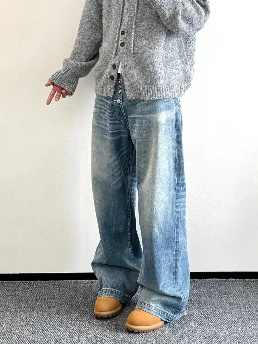 Japanese Brand Retro casual loose washed breasted jeans Size US 32 / EU 48 - 5 Thumbnail
