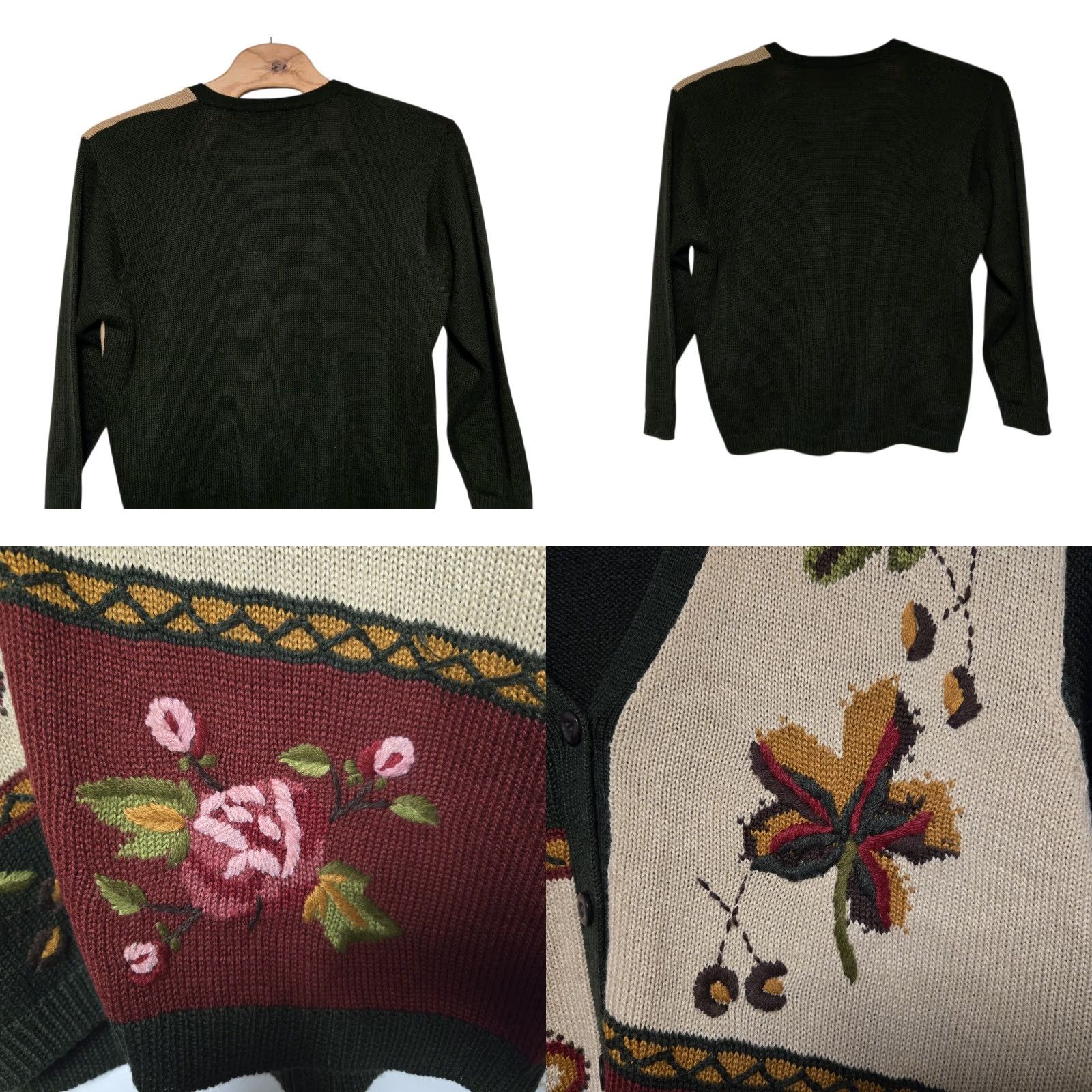 Vintage VINTAGE Alfred Dunner Cardigan Sweater Knit Embroidered Green Roses 2XL Women Fall/Autumn Size XXL / US 16-18 / IT 52-54 - 8 Thumbnail