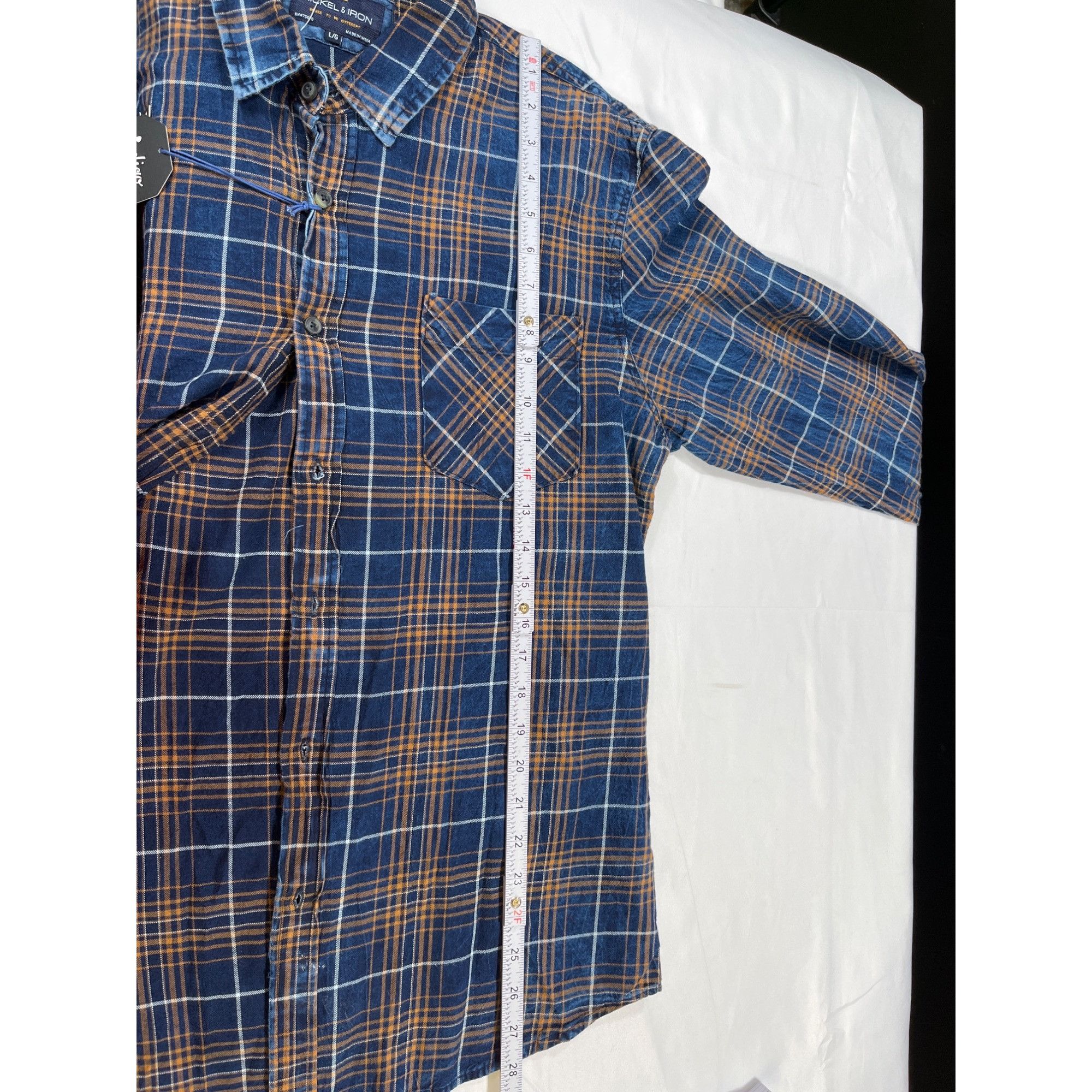 Designer Nickle And Iron SKU 7621 Mens Blue and Orange Long Sleeve Pl Size US L / EU 52-54 / 3 - 5 Thumbnail