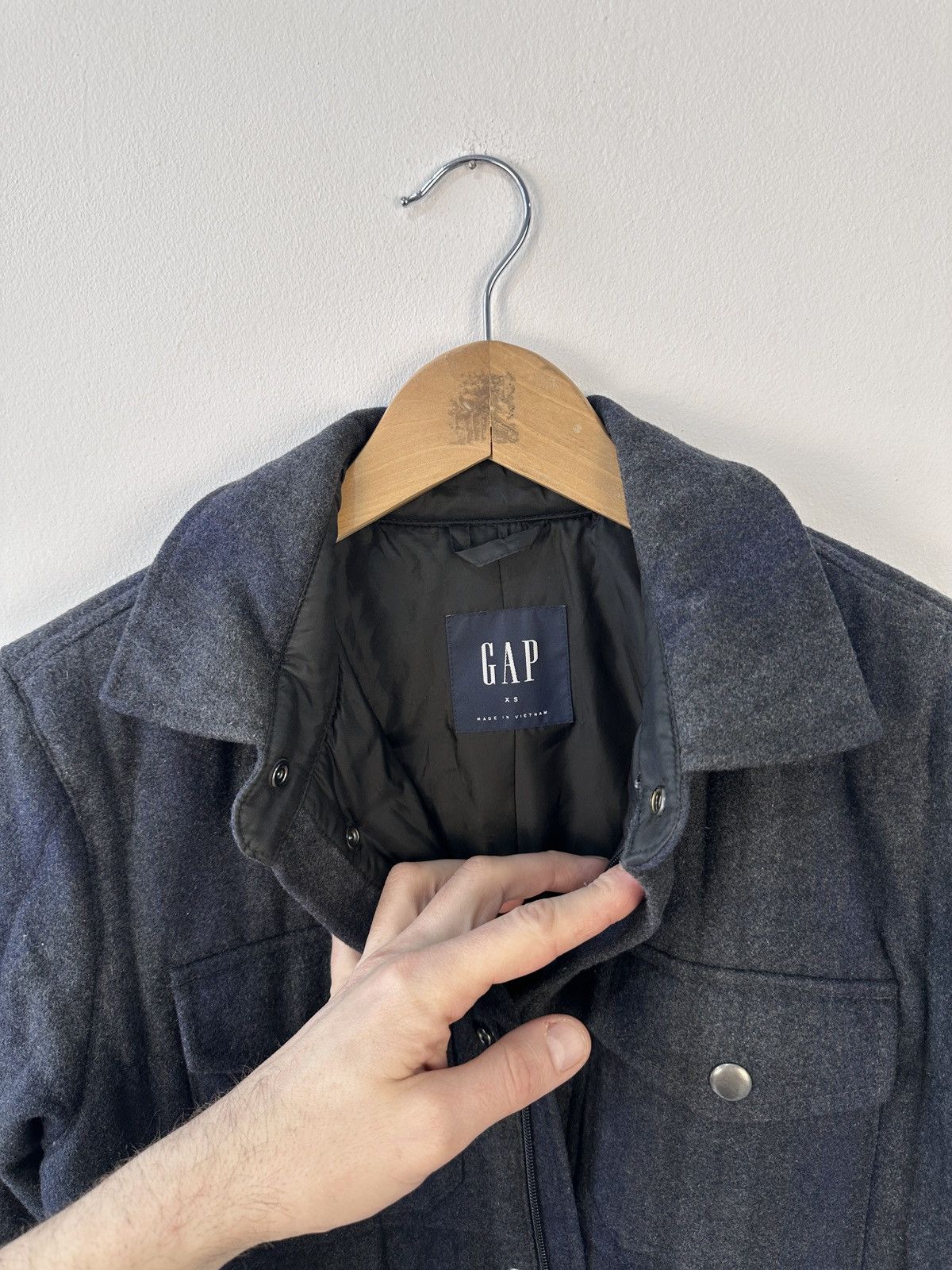 Gap GAP Men’s Wool Blend Quilted Shirt Jacket Gray Size XS Size US XS / EU 42 / 0 - 7 Thumbnail
