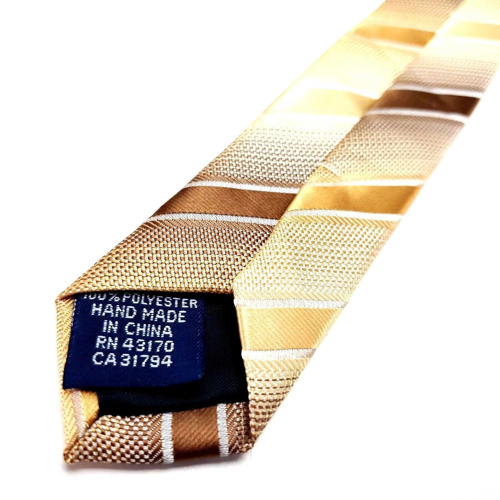 John Ashford John Ashford Beige Polyester Tie Woven Regimental Striped Size ONE SIZE - 5 Thumbnail
