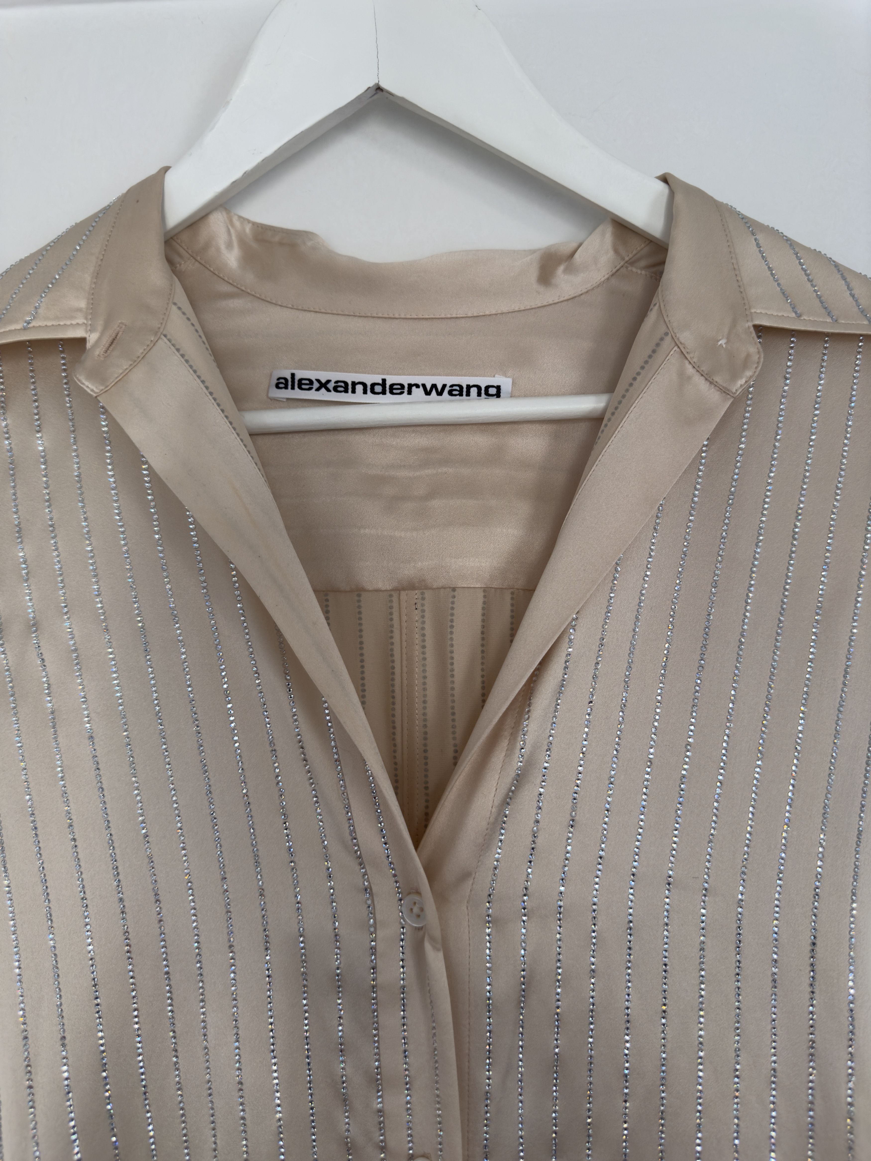 Alexander Wang Alexander Wang Slim Fit Silk Crystal Stripe Shirt/ Dress Size S / US 4 / IT 40 - 4 Thumbnail