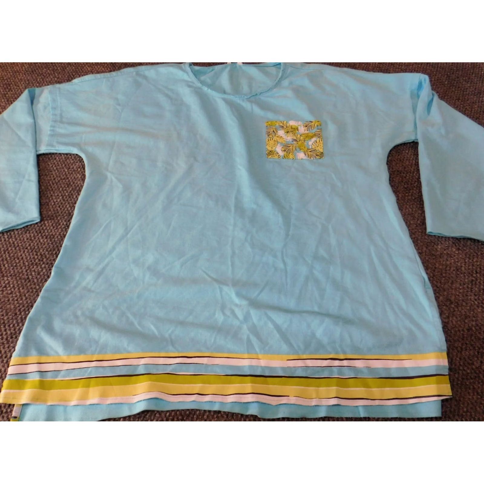 Vintage Crown & Ivy Womens Blouse 2XL Blue Crew Neck Pullover Pocket Striped Graphic Knit 100% Cotton Regular Comfort Casual Girls/Women Size XXL / US 16-18 / IT 52-54 - 2 Thumbnail