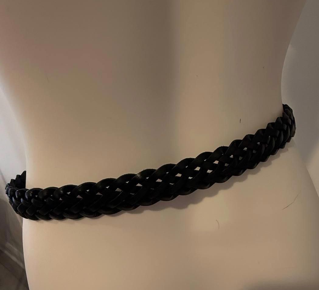 Designer Handcrafted Black Braided Leather Belt by WHBM size S Size ONE SIZE - 3 Thumbnail