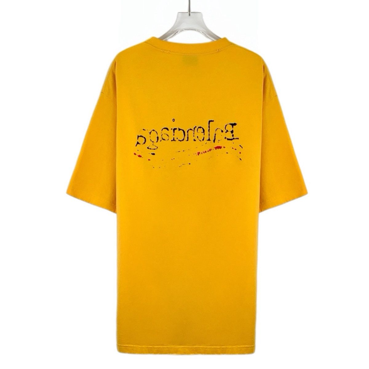 Balenciaga Balenciaga Yellow Logo Printed Short Sleeve T-Shirt K26WX Size US M / EU 48-50 / 2 - 2 Thumbnail
