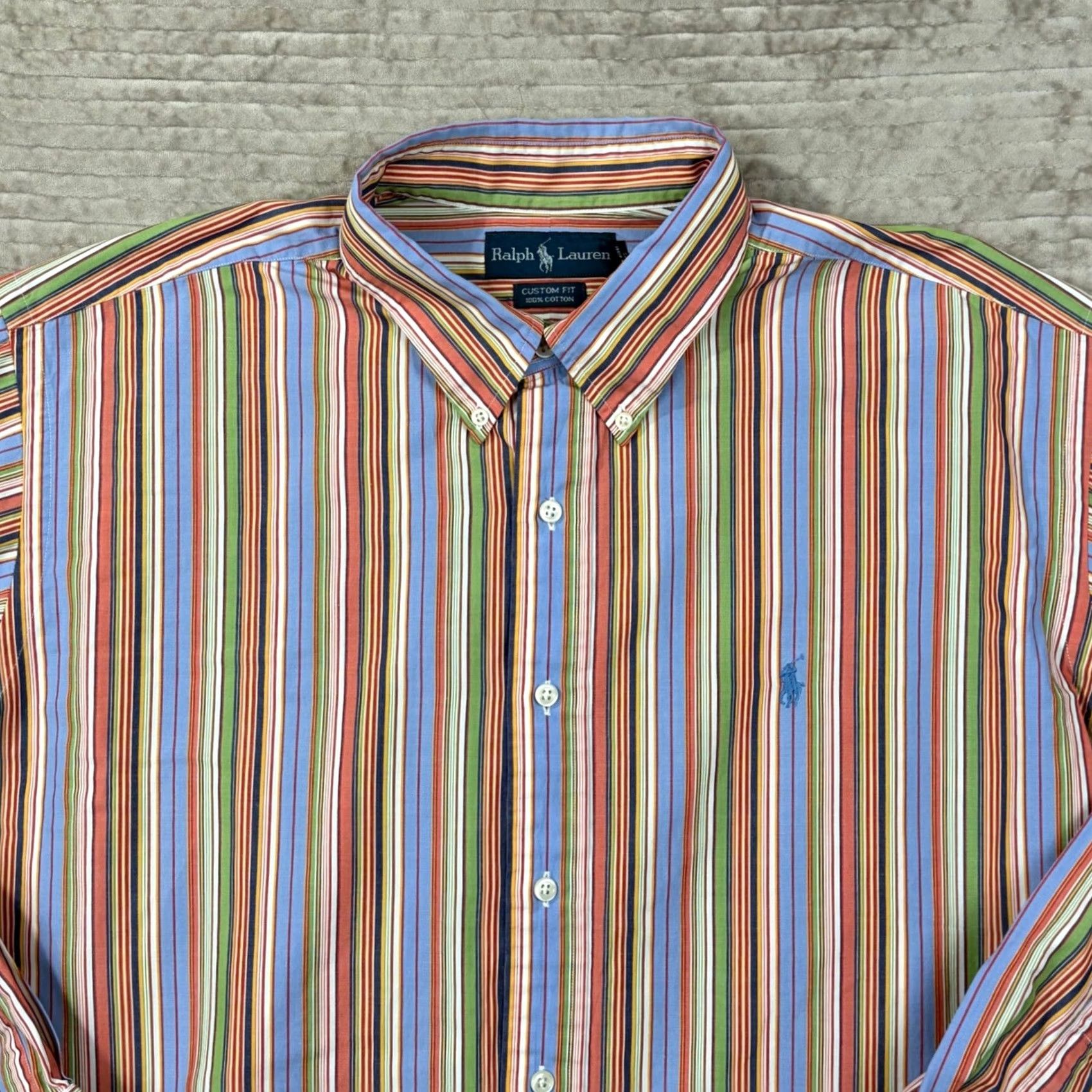 Ralph Lauren Ralph Lauren Button-Down Shirt Mens Striped Cotton 2XL Custom Fit Multicolor Button-Up Chest Embroidered Logo Size US XXL / EU 58 / 5 - 2 Thumbnail