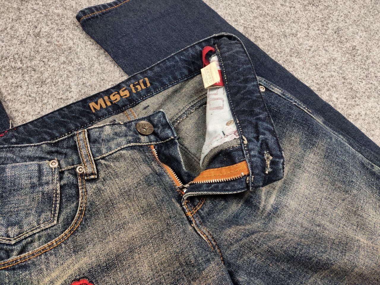 Miss Sixty Rare Vintage Y2K Miss Sixty Faded Denim Embroidered Jeans Size 28" / US 6 / IT 42 - 10 Thumbnail