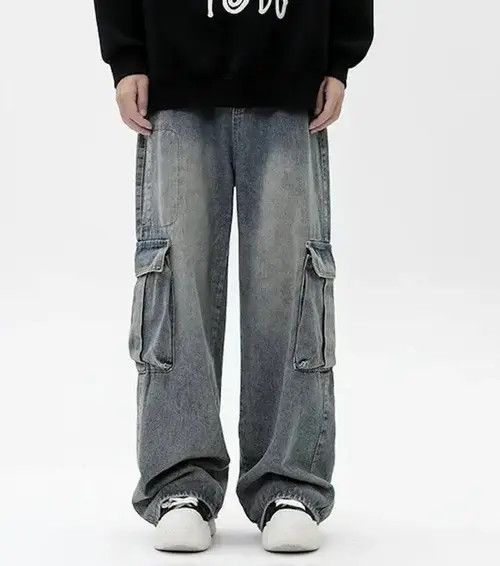 VIBE Y2K Vintage Men Cargo Jeans Size US 26 / EU 42 - 1 Thumbnail