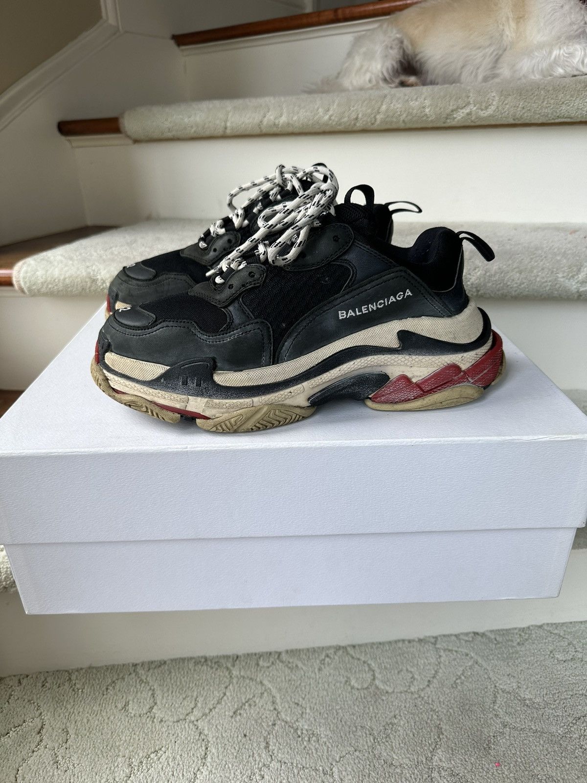 image of Balenciaga Triple S Black Red OG 2017 Release Shoes, Men's (Size 9)