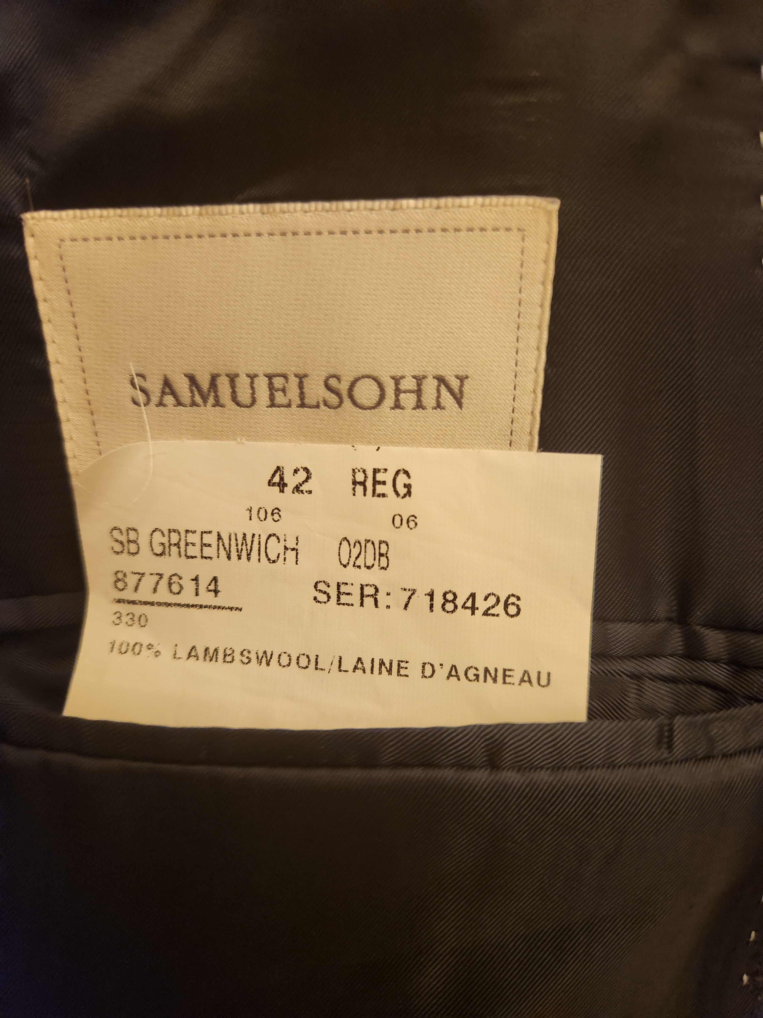 Samuelsohn 100% Lambswool Blue and Black Houndstooth 2 Button Blazer Size 42R - 5 Thumbnail