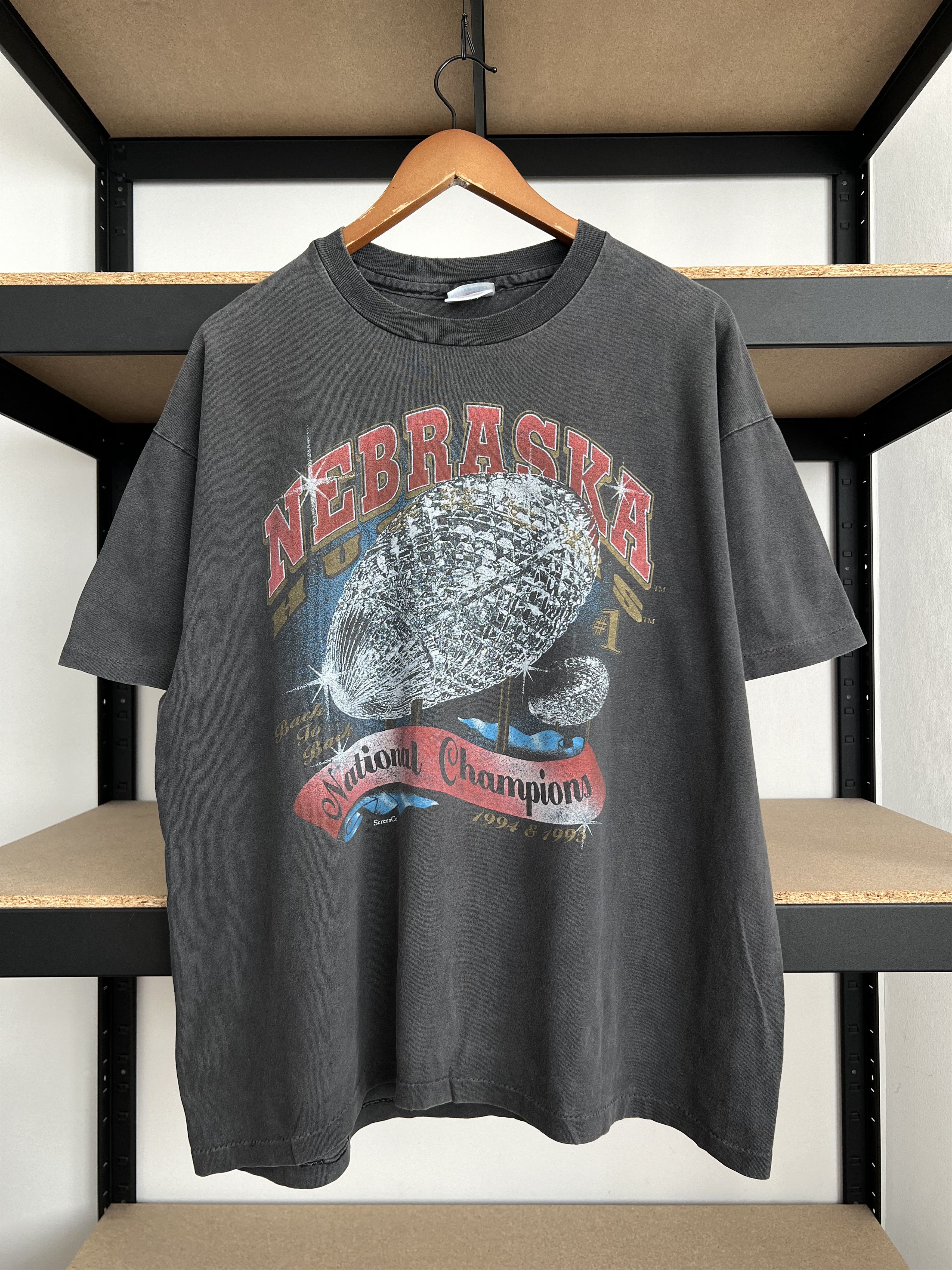 Vintage 90s Nebraska Huskers Cornhuskers NCAA Faded Black