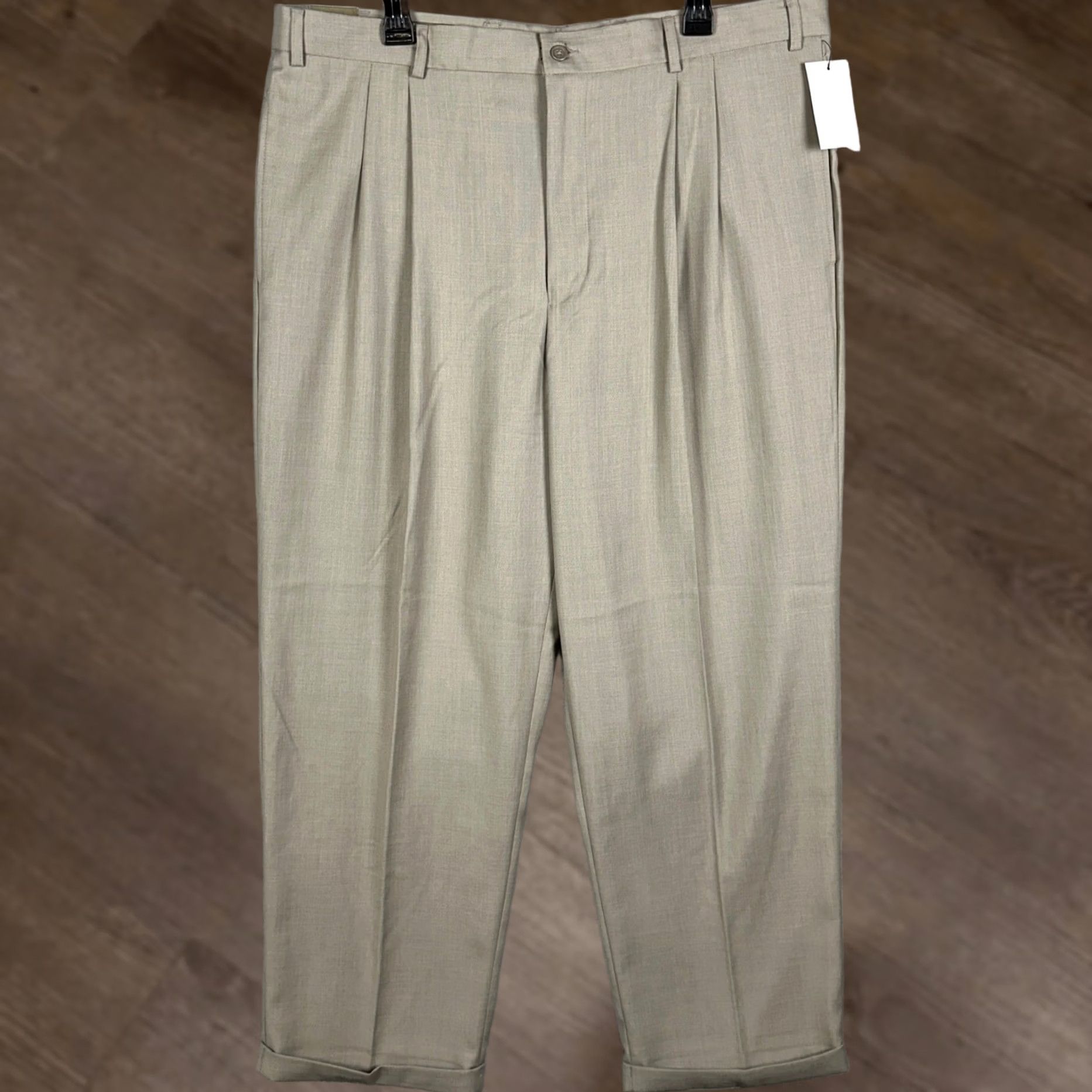 Doublet Axist Pants Mens 40X30 Tan Beige Double Pleated Cuffed Straight Leg Dress Pants Size US 40 / EU 56 - 1 Thumbnail