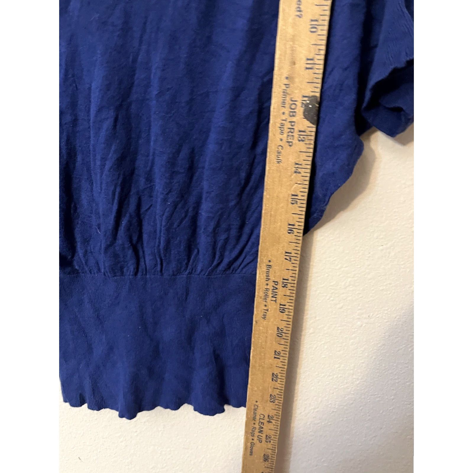 Express Express Blouse XS Blue V-Neck Drapey Dolman Short Sleeve Stretch Womens Shirt 90s? (if applicable) Mens? Size XS / US 0-2 / IT 36-38 - 4 Thumbnail
