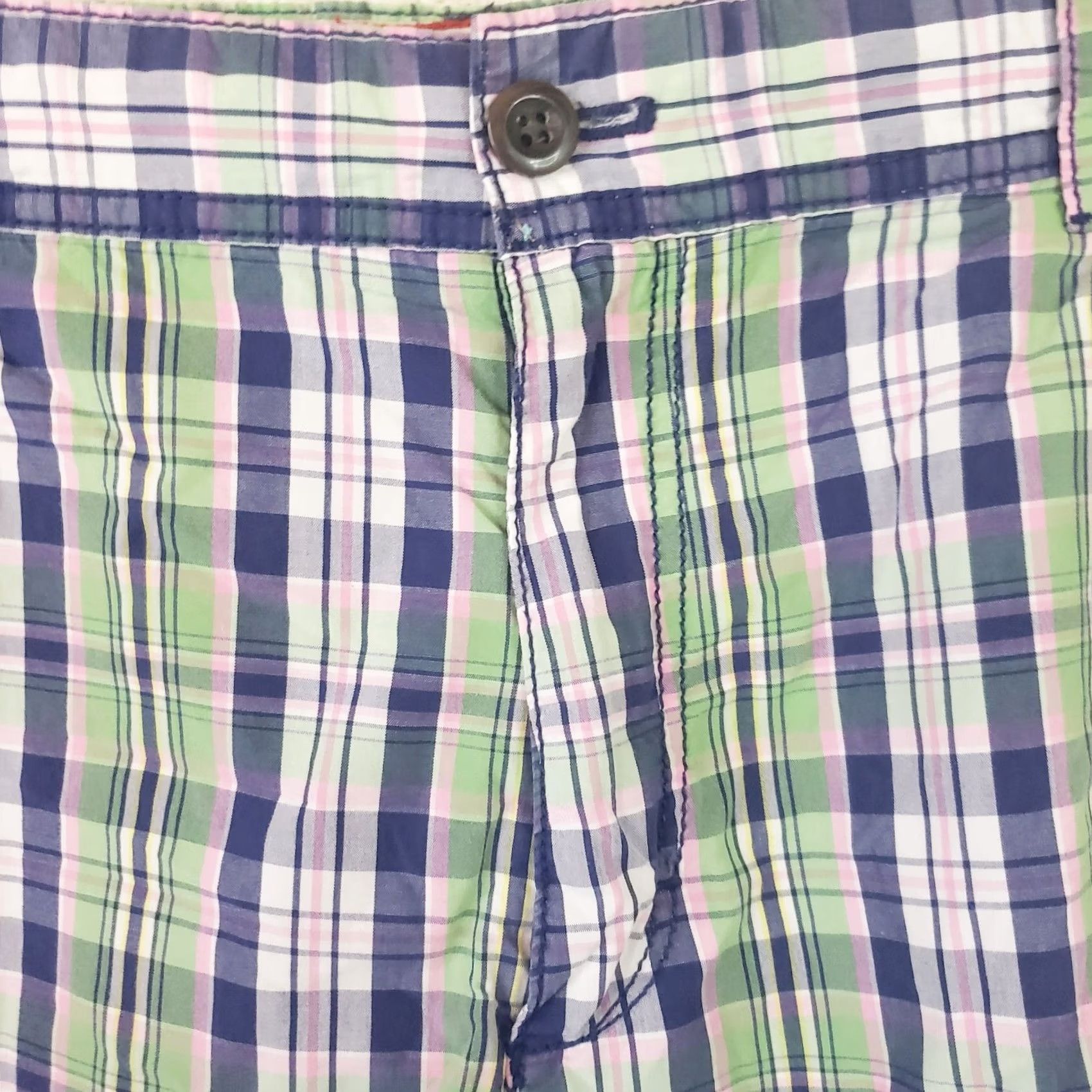 Izod Izod Saltwater Bermuda Shorts Men 33x10.5 Multicolor Plaid Cotton Blend Flat Front Regular Inseam 10.5" Summer Spring Fall Mens Size US 33 - 4 Thumbnail