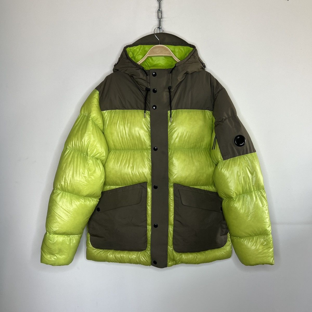 CP Company Hooded Goose Down Puffer Tech Jacket Green Padded