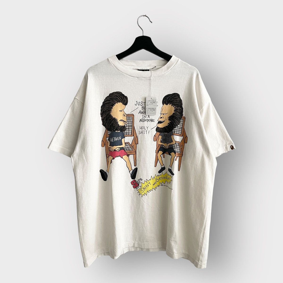 image of Archival! 2023 Saint Michael X Bape Heaven And Hell Tee (Xl) in White, Men's