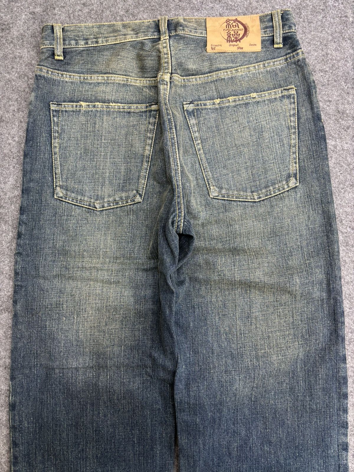 Japanese Brand 💥KARAKURI TAMASHI Koi Fish Embroided Distressed Denim F551 Size US 31 - 15 Thumbnail