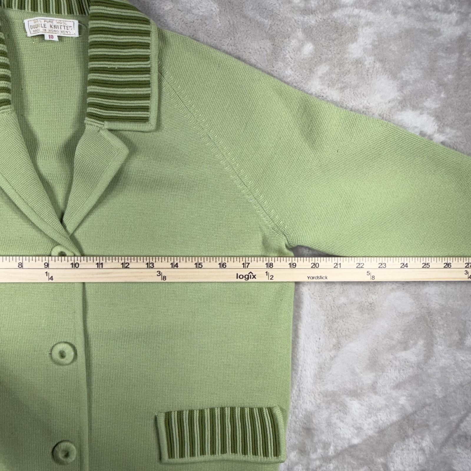 Unknown London Cardigan Women's 10 Mint Green Pure Wool Double Knitted Size L / US 10 / IT 46 - 8 Thumbnail