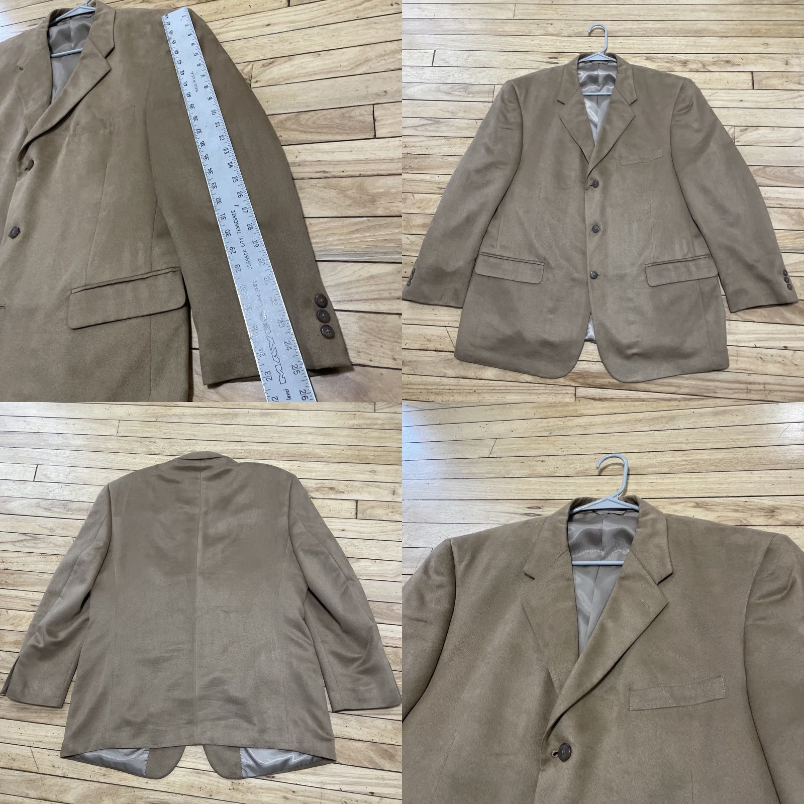 Camel VINTAGE Bert Pulitzer Suede Western Sport Coat Jacket Men 46R Camel Brown Tan Notch Two-Button Blazer Cowboy Rodeo 2 Piece Vintage Mens Size 46R - 9 Thumbnail