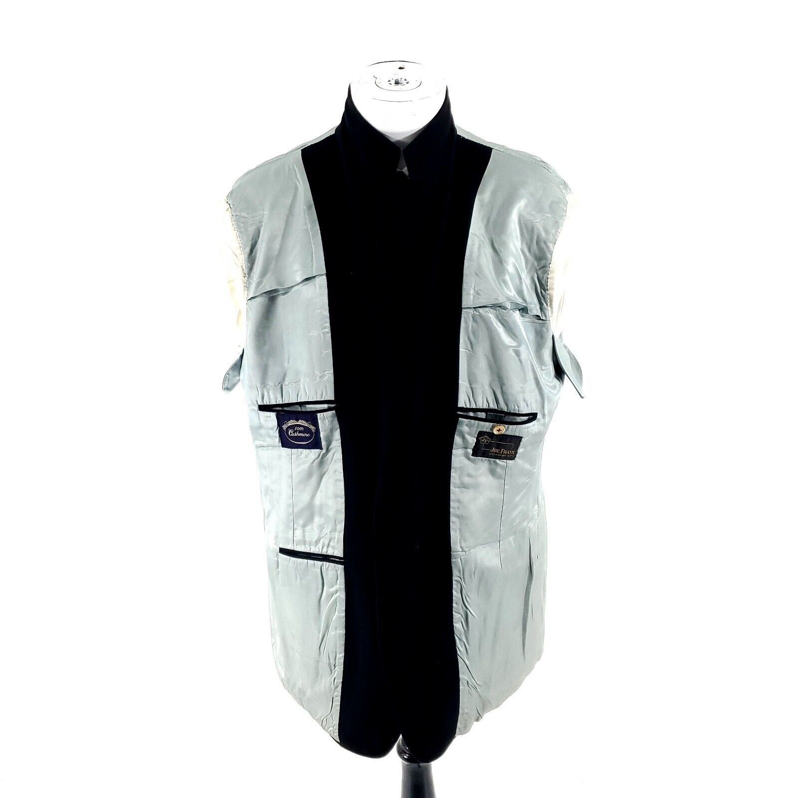 Designer Joe Frank 100% Cashmere 2 Button Sport Coat 44L Black Blazer Size 44L - 10 Thumbnail
