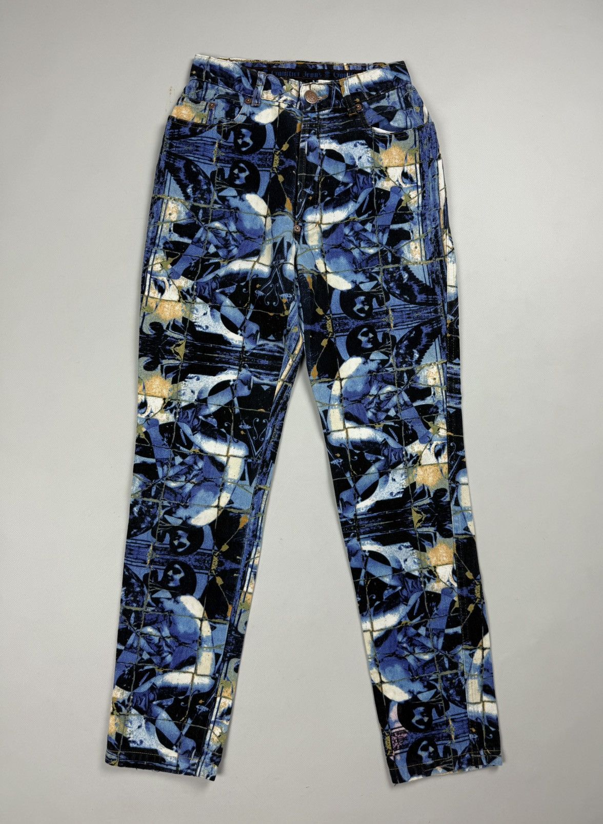 Jean Paul Gaultier 90s JPG Jean Paul Gaultier Stained Glass Printed Denim Jeans Size 25" / US 0 / IT 36 - 1 Thumbnail