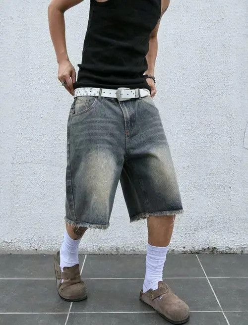VIBE Distressed Faded Frayed Streetwear Y2K Jorts Size US 30 / EU 46 - 6 Thumbnail