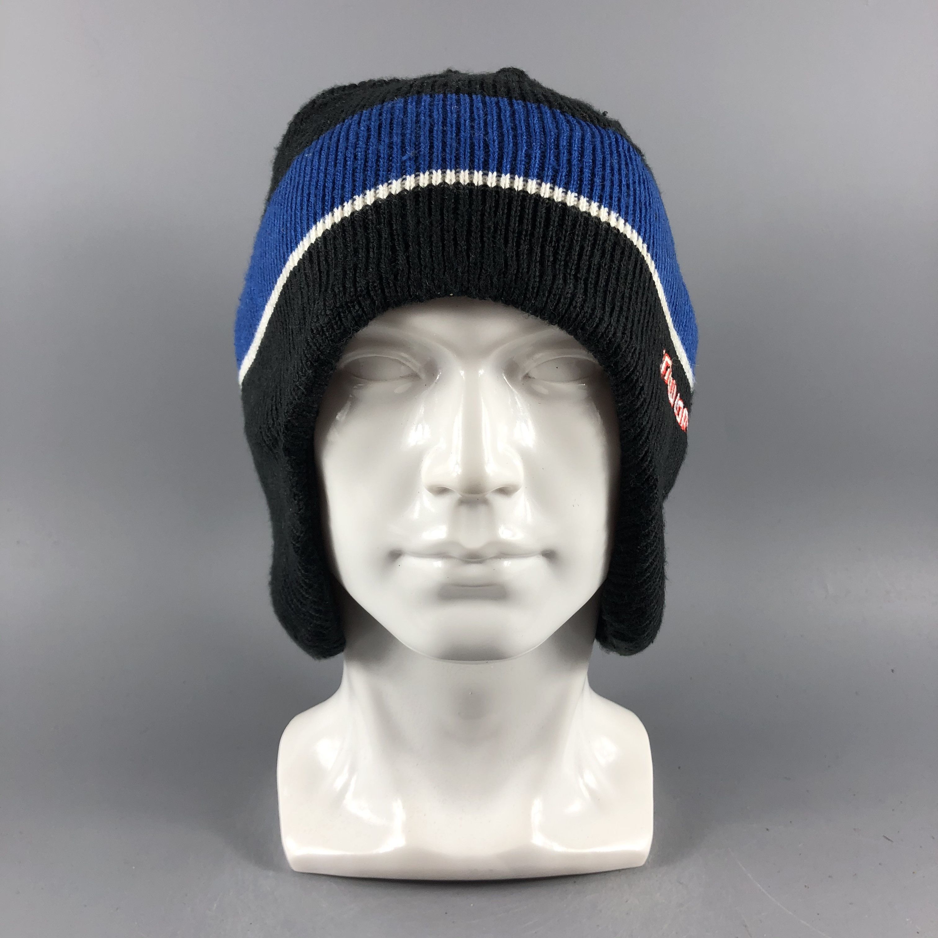 image of Vintage Snow Carving Hats Earflap Beanie Stripe Snow Hat B1367, Men's