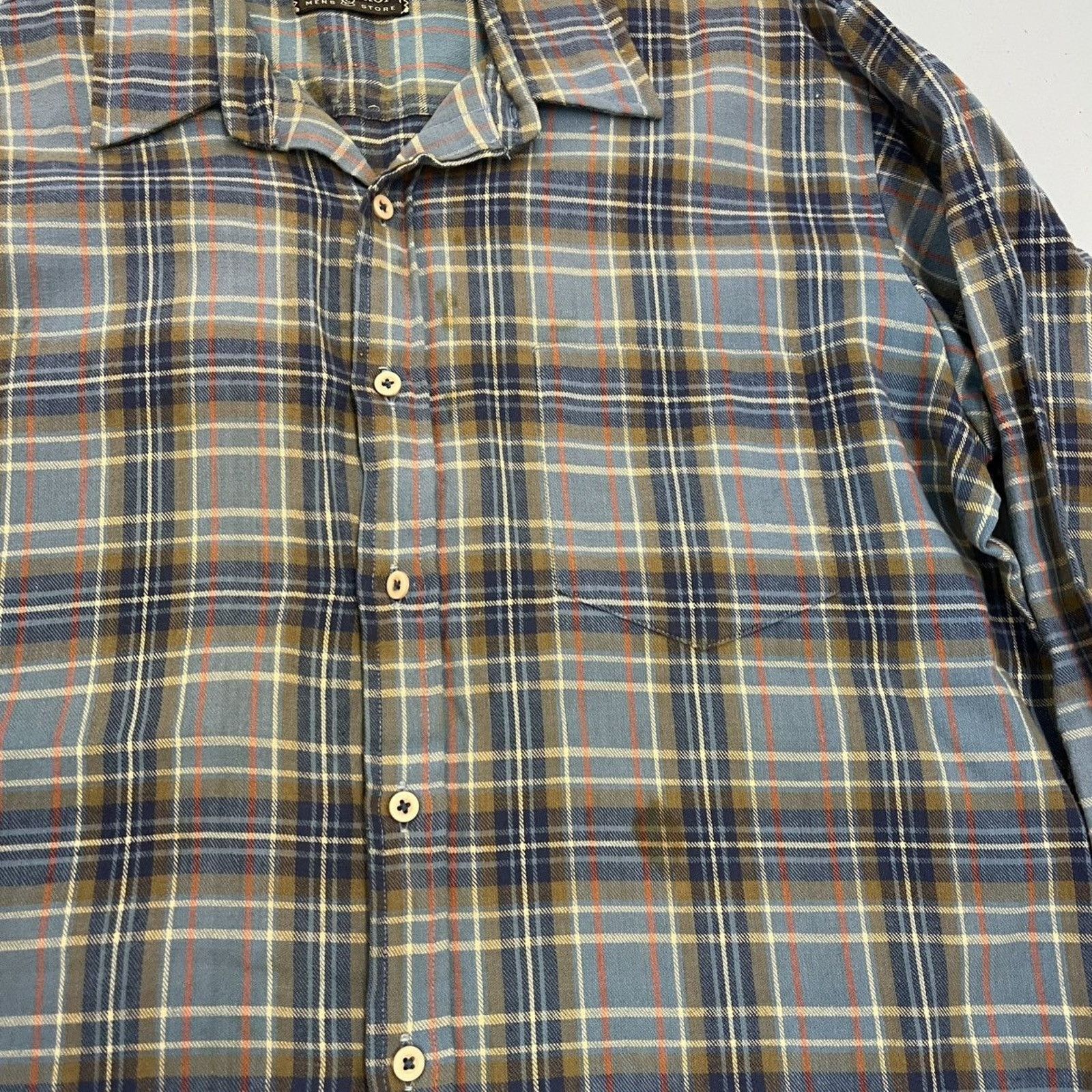 Other Vintage 70s Woodward & Lothrop Blue Plaid Cotton Flannel Size US L / EU 52-54 / 3 - 2 Thumbnail