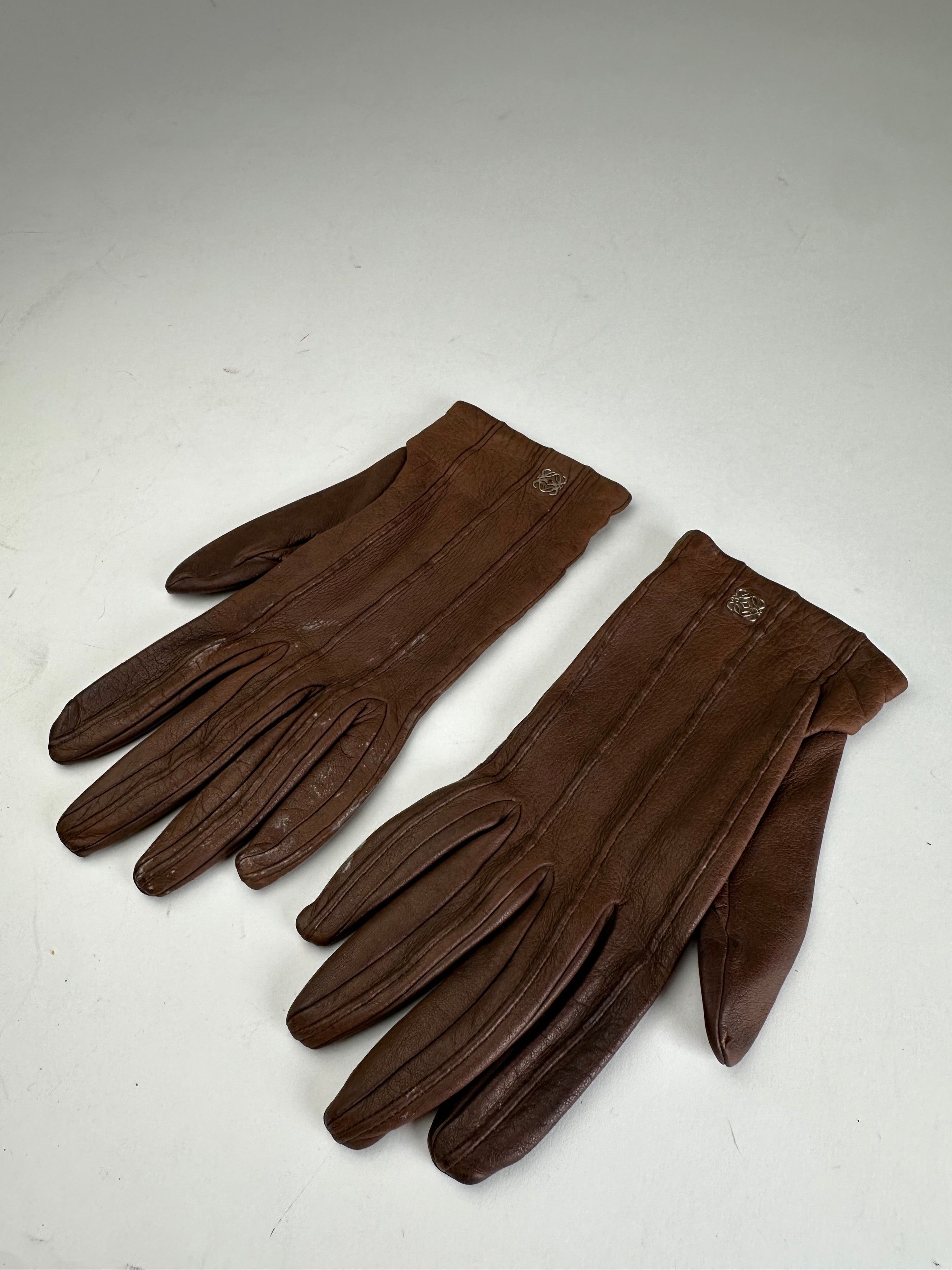 Loewe Vintage Madrid Leather Gloves Brown Size ONE SIZE - 1 Thumbnail