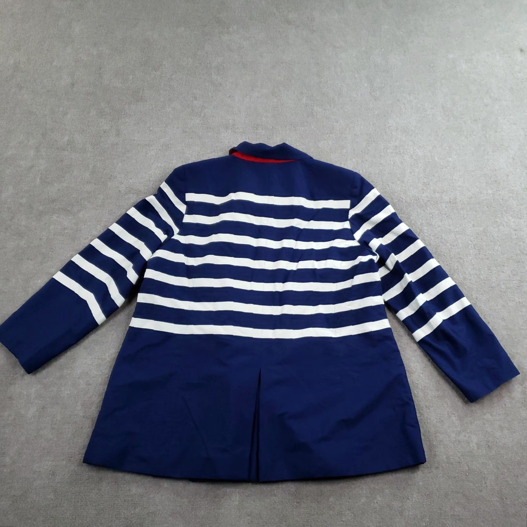 Talbots Talbots Womens Jacket 1X Blue White Striped Nautical Mid-Length Lined Button Size XL / US 12-14 / IT 48-50 - 7 Thumbnail
