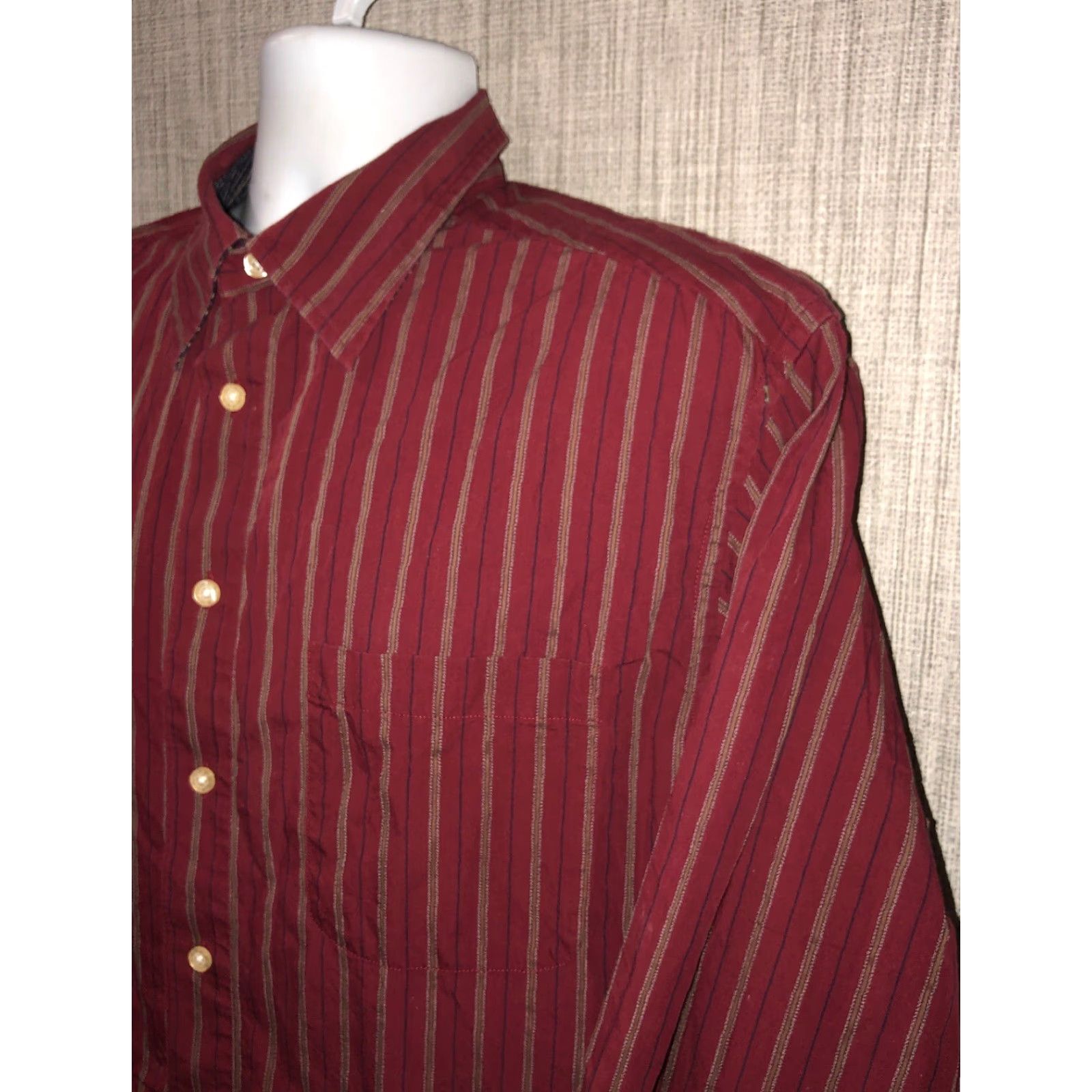 Vintage R & G Mens Red Stripe Cotton Button-Up Shirt Long Sleeve XL Casual Department Men Size US XL / EU 56 / 4 - 3 Thumbnail