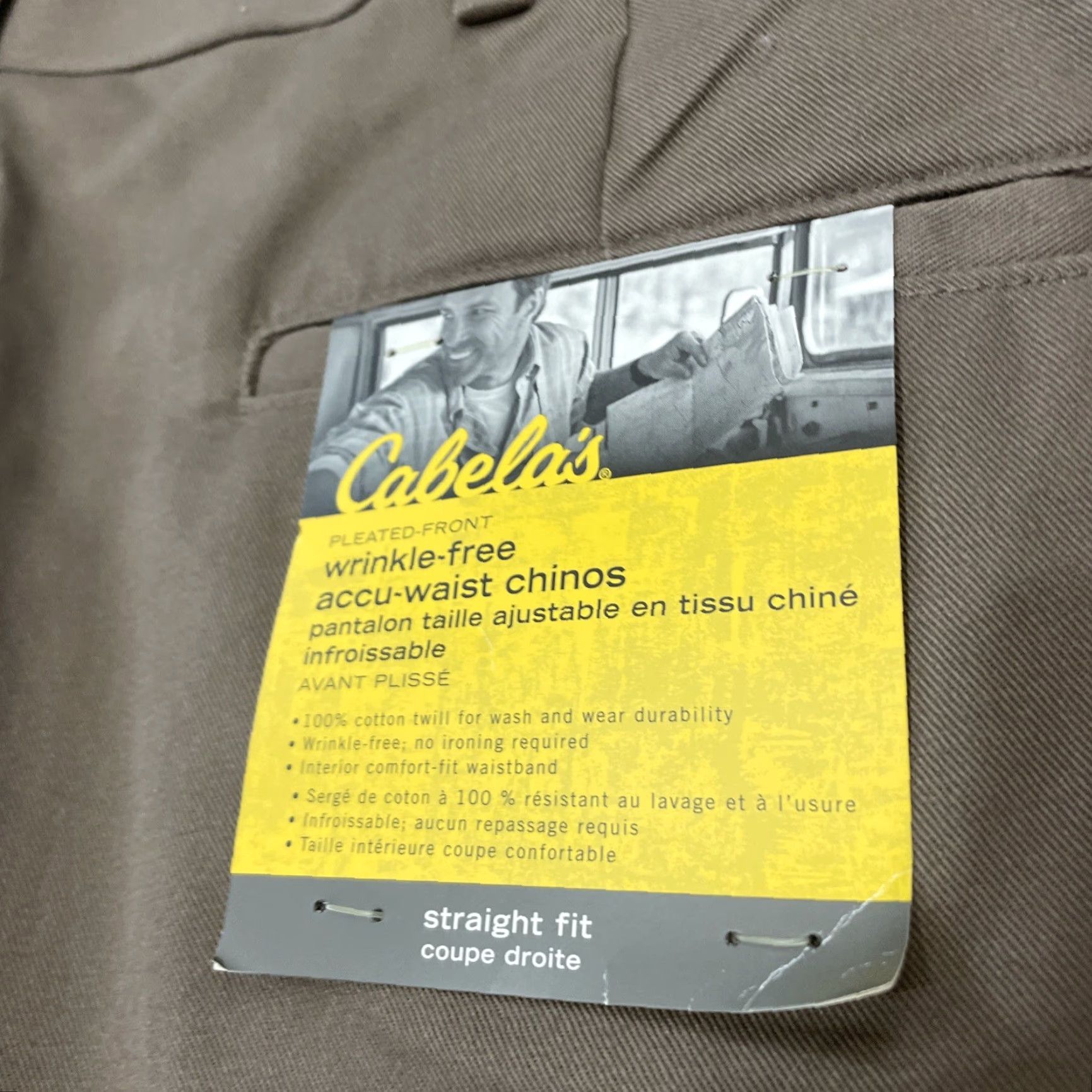 Vintage Cabela's Chino Pants Men 38x34 Brown AccuWaist Pleated Front Straight Twill NEW Size US 38 / EU 54 - 6 Thumbnail