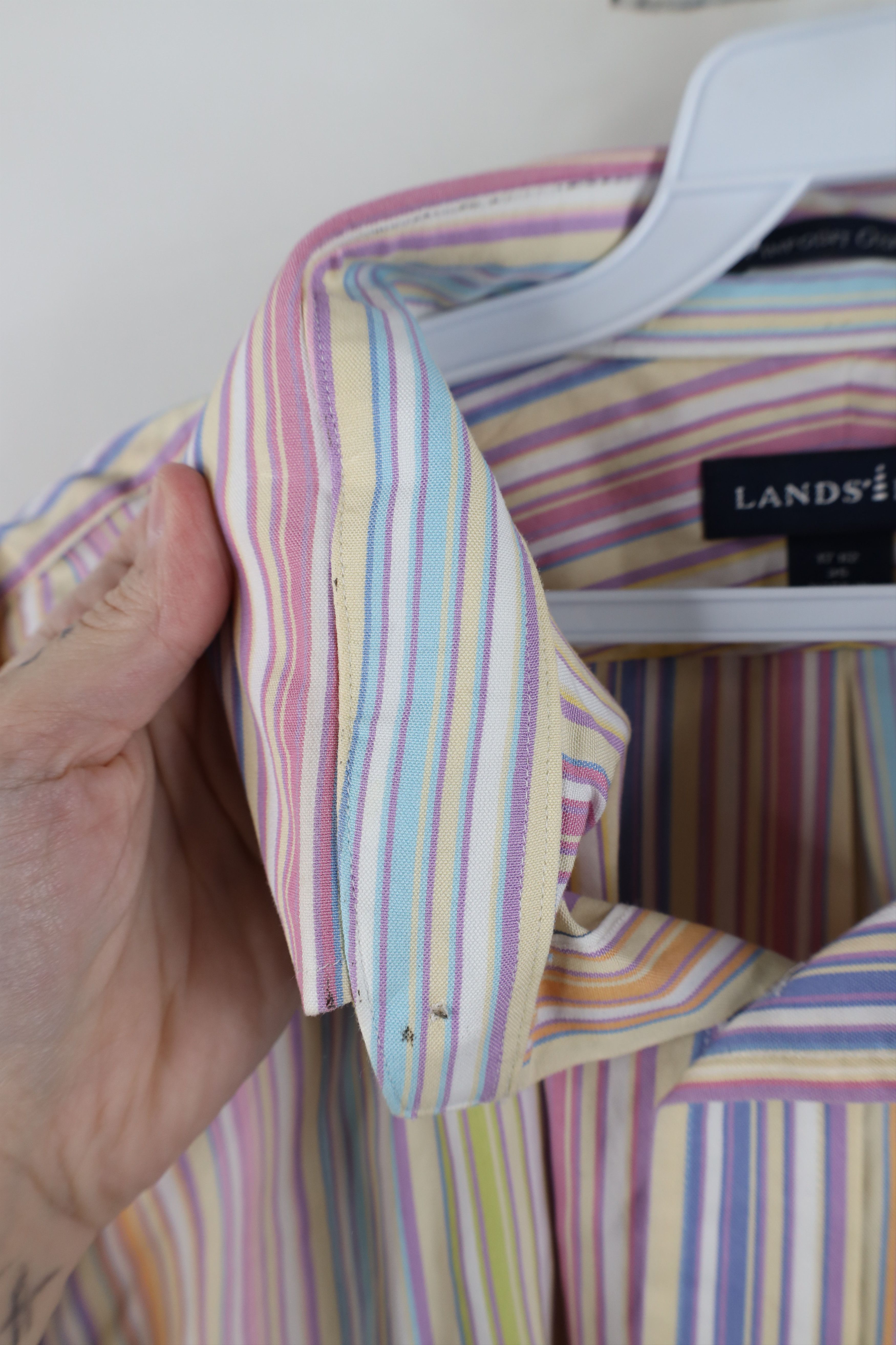 Lands' End Vintage Lands End Striped Pinpoint Oxford Button Down Shirt Size US L / EU 52-54 / 3 - 6 Thumbnail