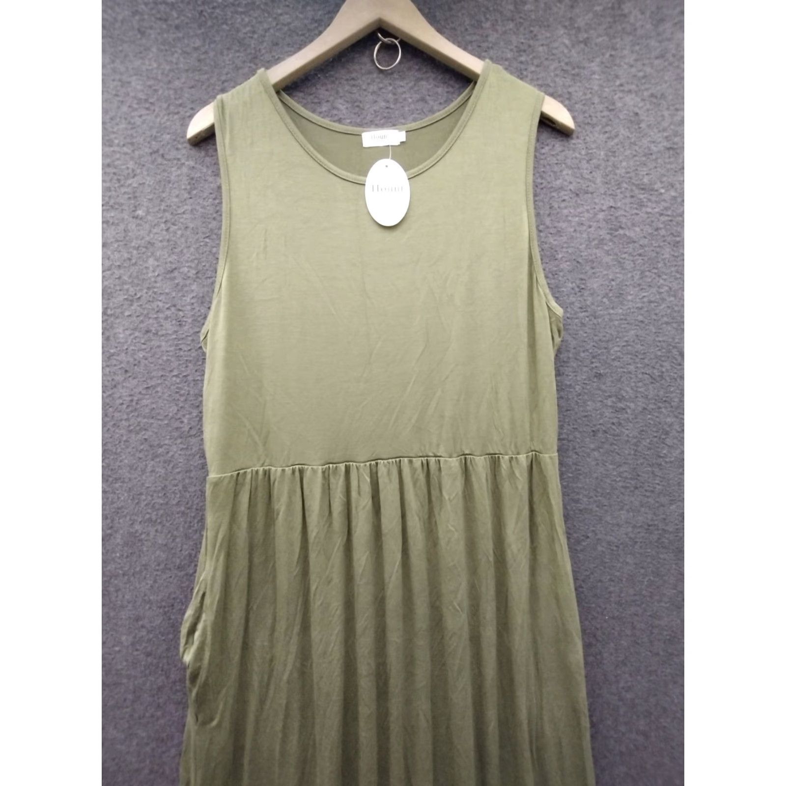 Olive Hount Women's Sleeveless Knee Length Tank Dress Olive Green XL Size XL / US 12-14 / IT 48-50 - 6 Thumbnail