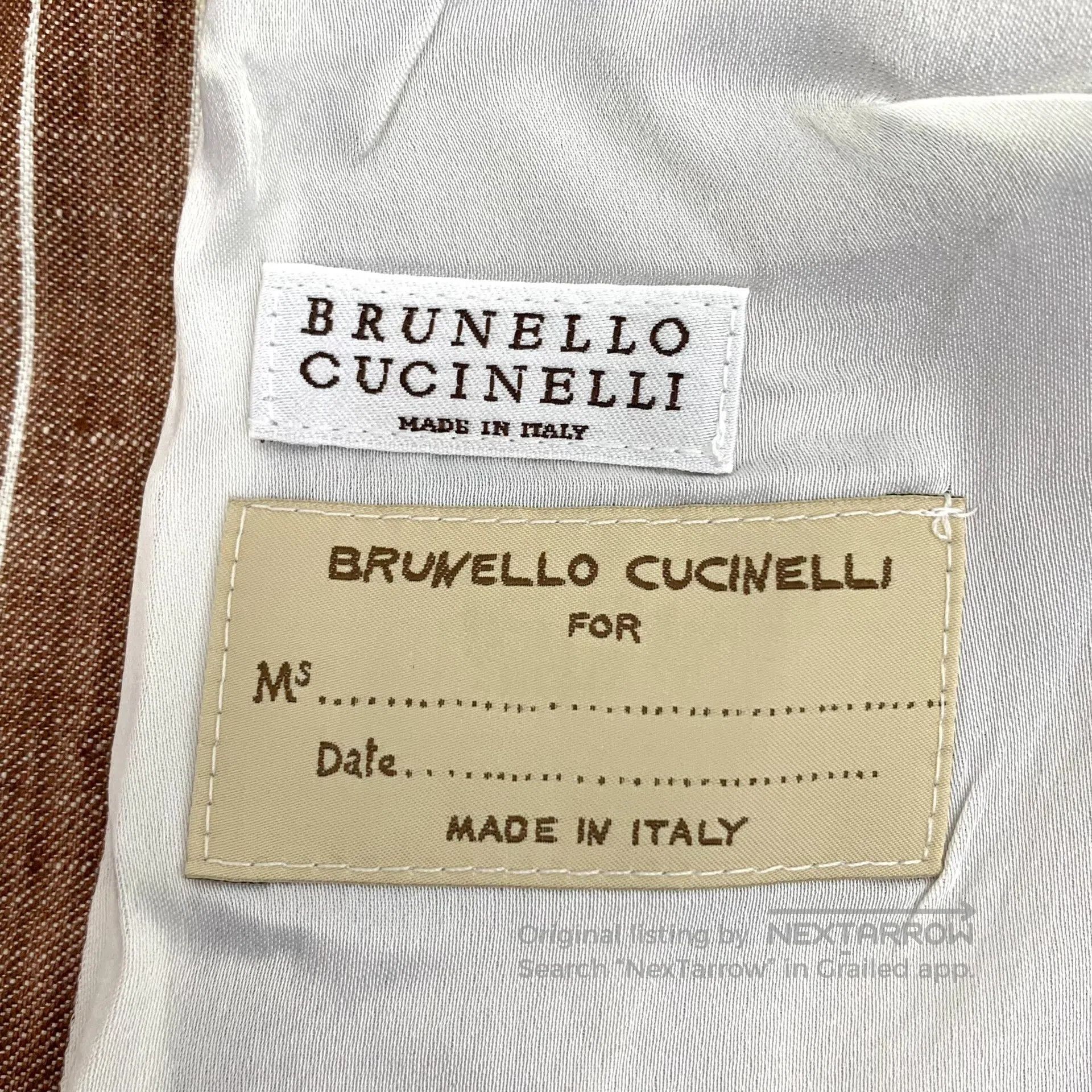 Brunello Cucinelli Brunello Cucinelli Brown Vertical Stripe Linen Double Brea Size US XXS / EU 40 - 5 Thumbnail