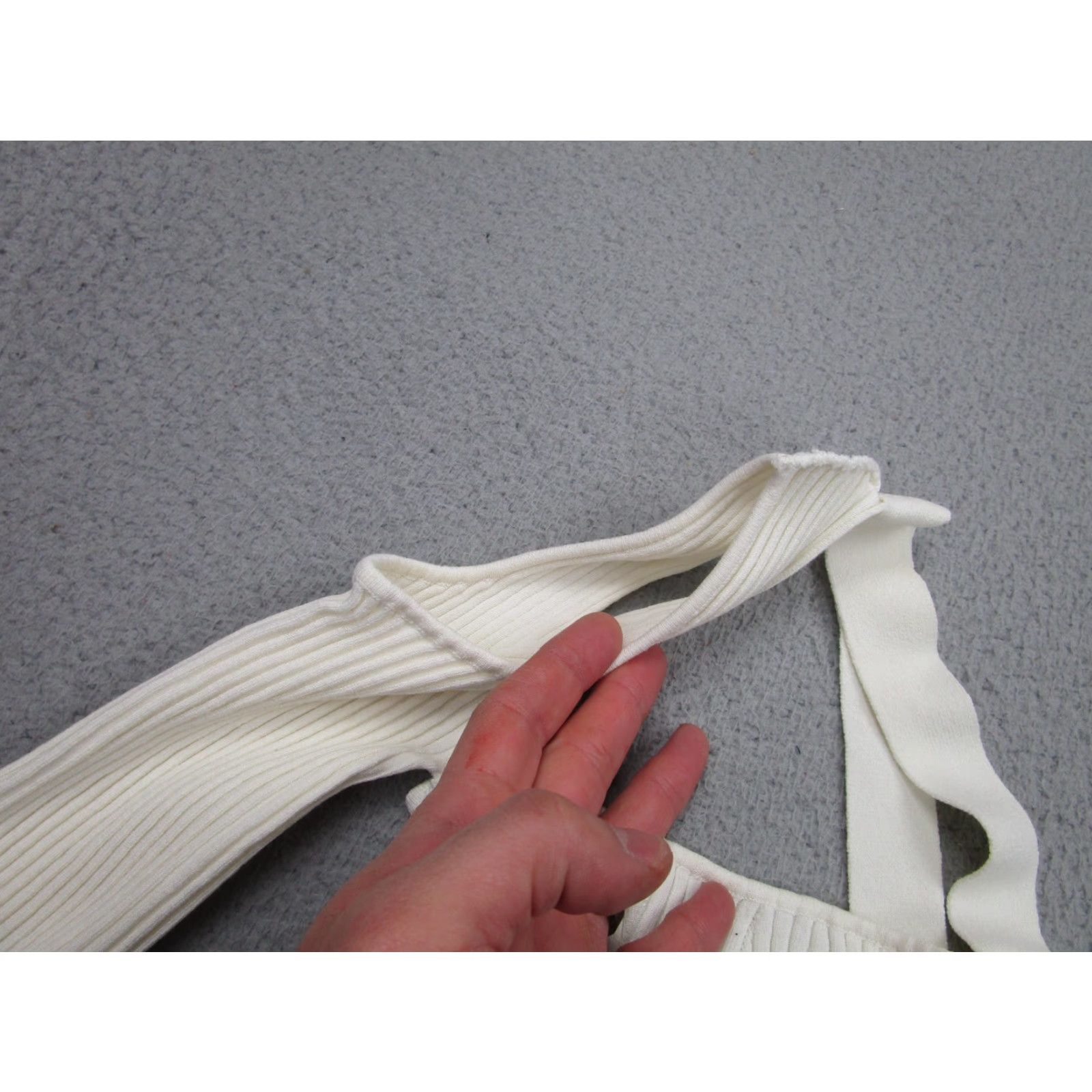 Vintage ANDREĀDAMO Dress Womens XS White Ribbed One Shoulder Bodycon Knit Italy Dress Size XS / US 0-2 / IT 36-38 - 3 Thumbnail