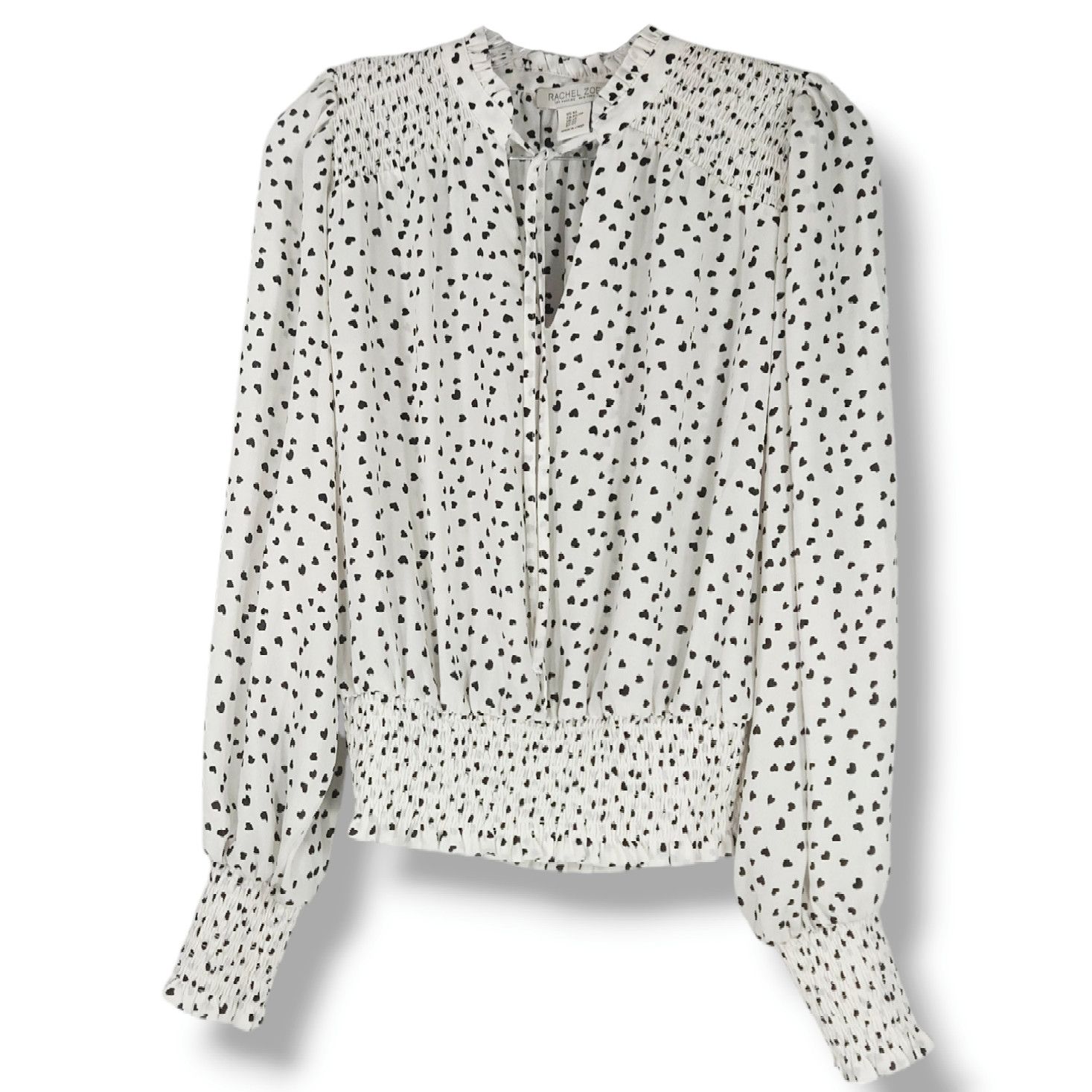 Rachel Zoe EUC Rachel Zoe Smocked Waist/Cuff Heart Peasant Blouse Sz XS Size XS / US 0-2 / IT 36-38 - 1 Thumbnail