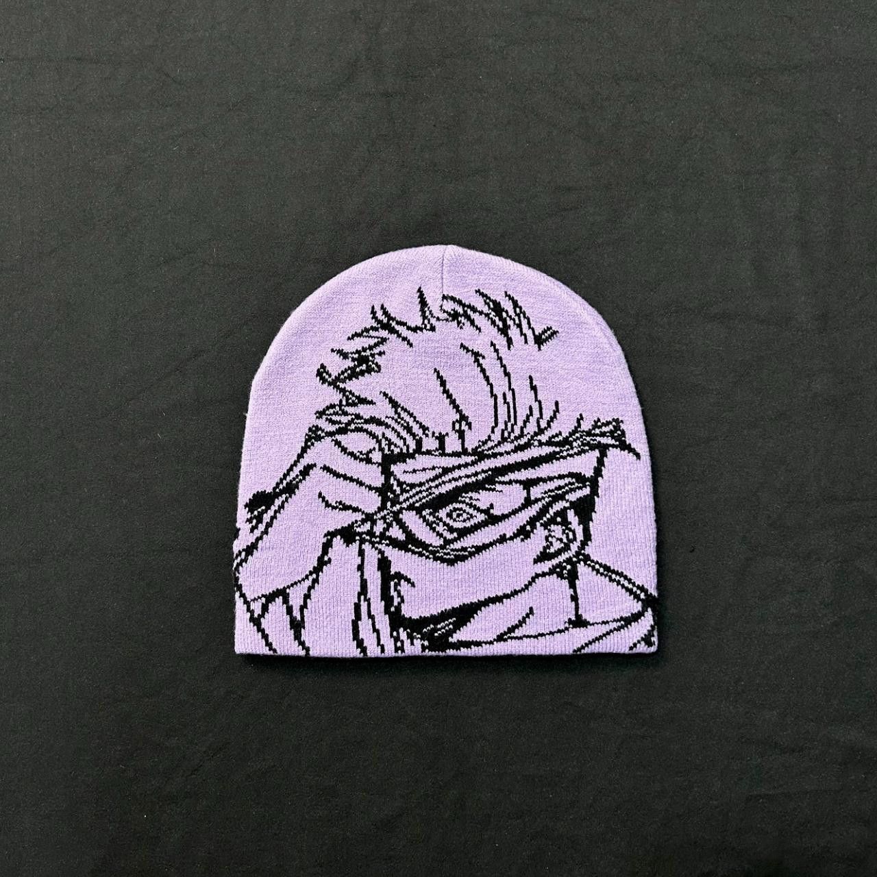Japanese Brand Anime Character Graphic No Cuff Beanie Skully Hat Purple OS Size ONE SIZE - 1 Thumbnail