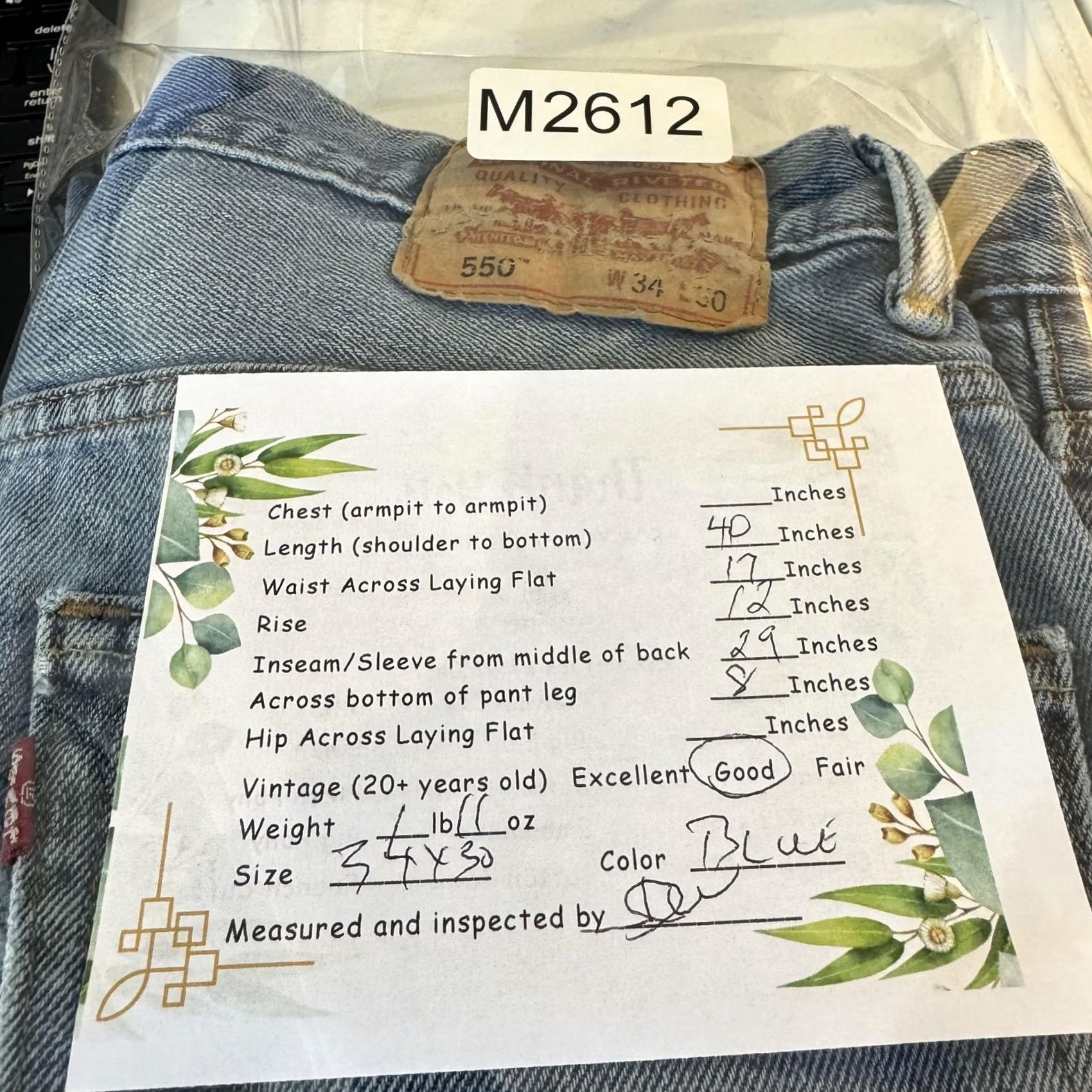 Levi's Levi's 550 Jeans Mens 34x30 Blue Relaxed Fit Tapered Leg Denim Pants Size US 34 / EU 50 - 8 Thumbnail